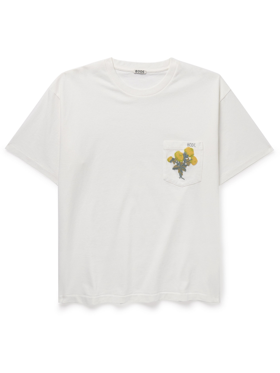 Bode Logo-embroidered Cotton-jersey T-shirt In White