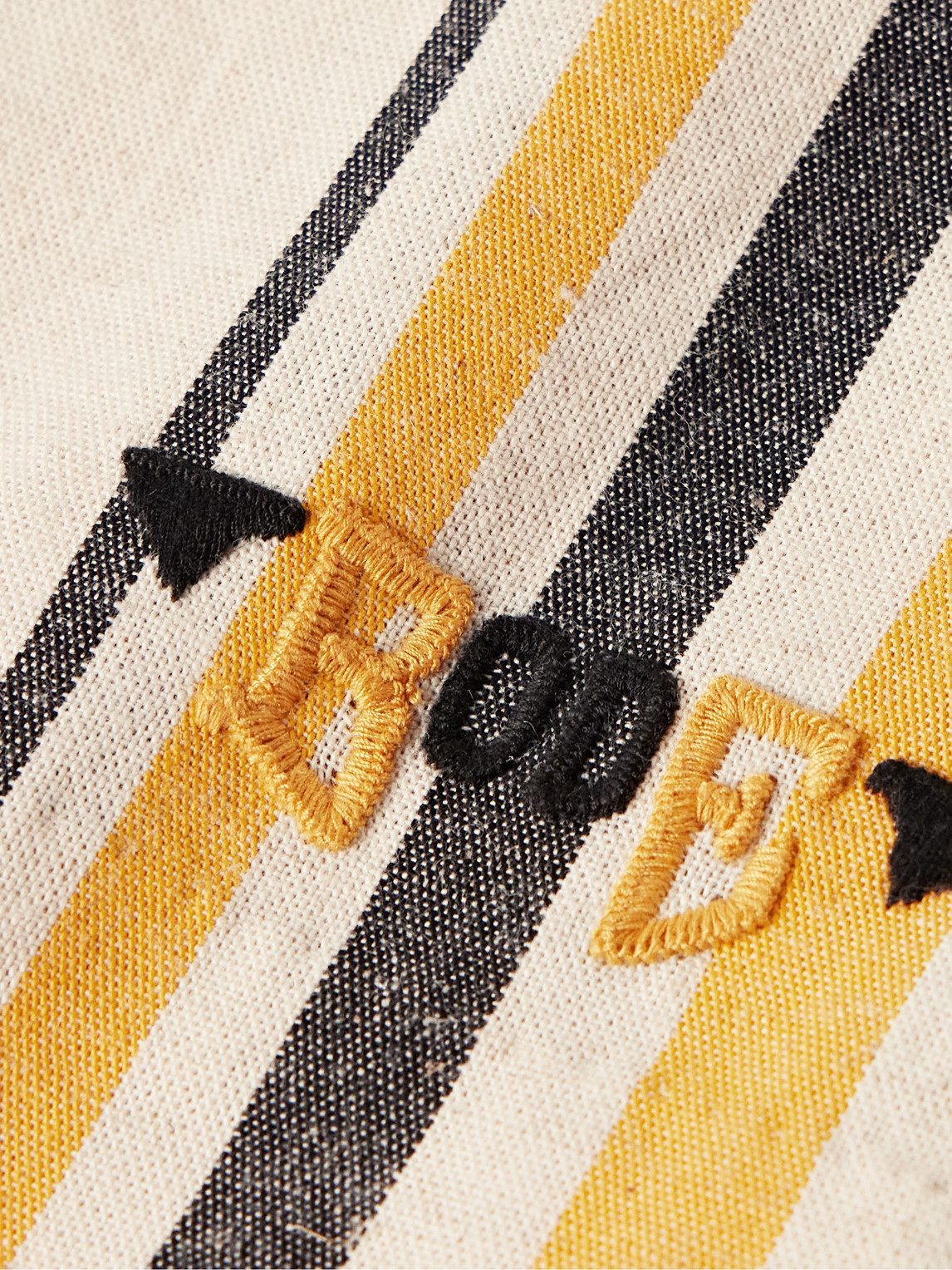 Shop Bode Namesake Wide-leg Logo-embroidered Striped Cotton Shorts In Yellow