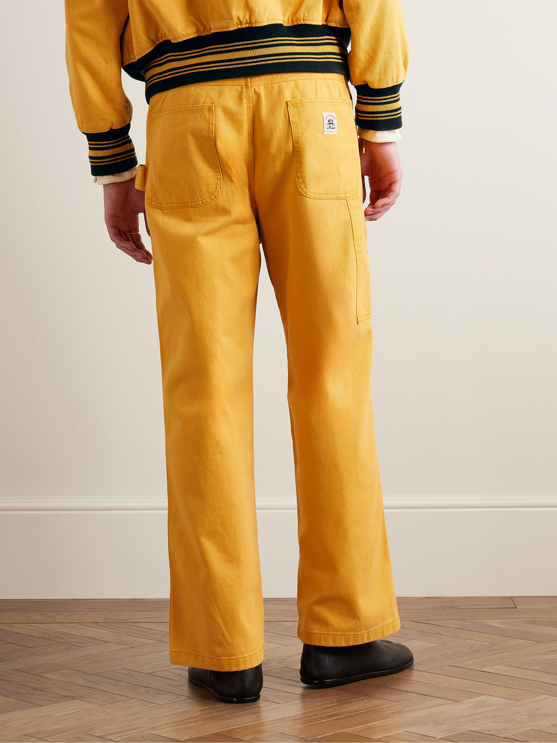 Shop Bode Knolly Brook Straight-leg Cotton-twill Trousers In Yellow