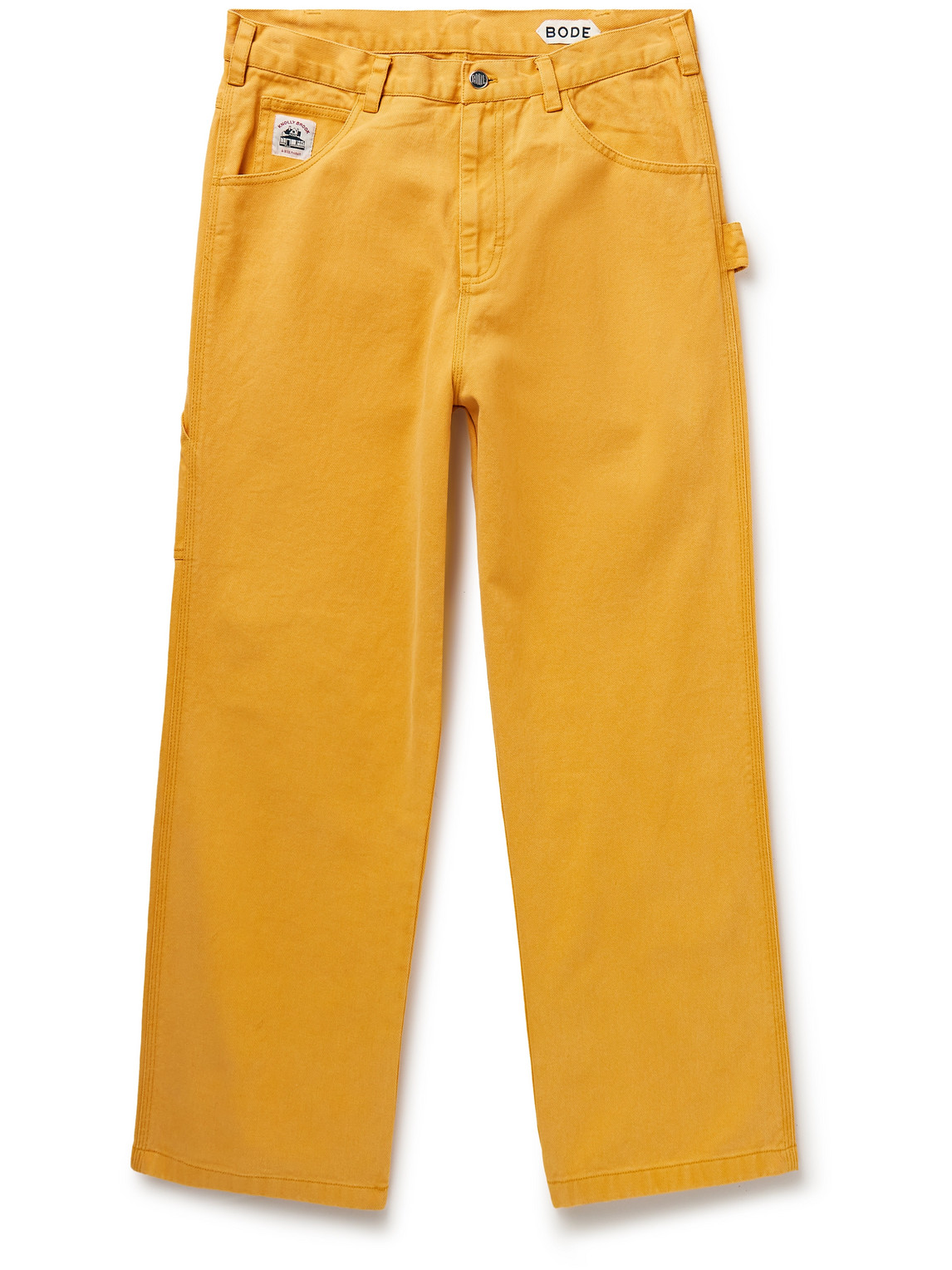 Shop Bode Knolly Brook Straight-leg Cotton-twill Trousers In Yellow