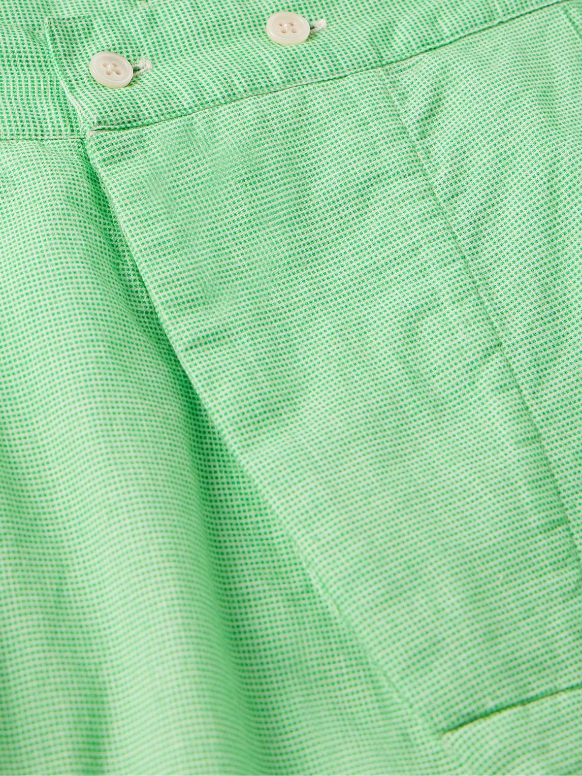 Shop Bode See You At The Barn Straight-leg Bead-embellished Checked Cotton Shorts In Green