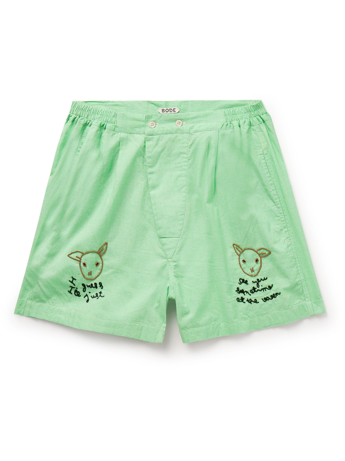 Bode See You At The Barn Cotton Shorts In Green