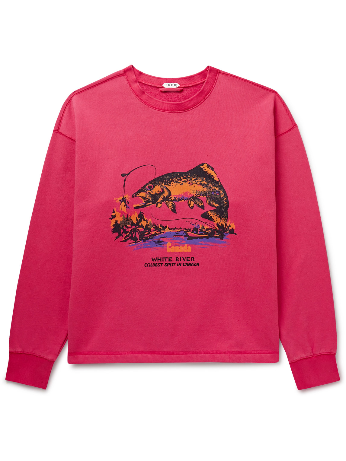 Bode White River Printed Cotton-jersey Sweatshirt In Pink