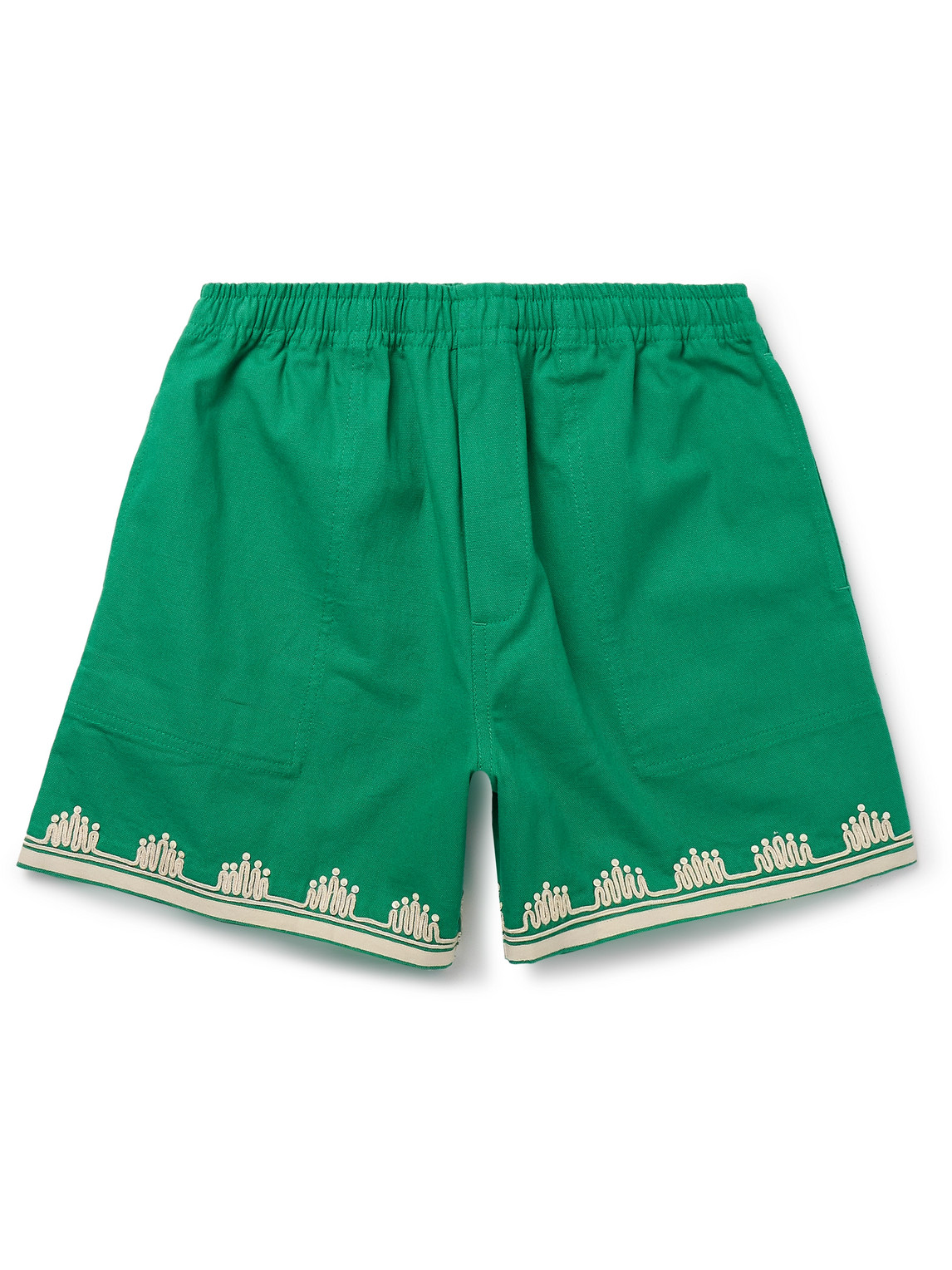Bode Ripple Embroidered Cotton Shorts In Green
