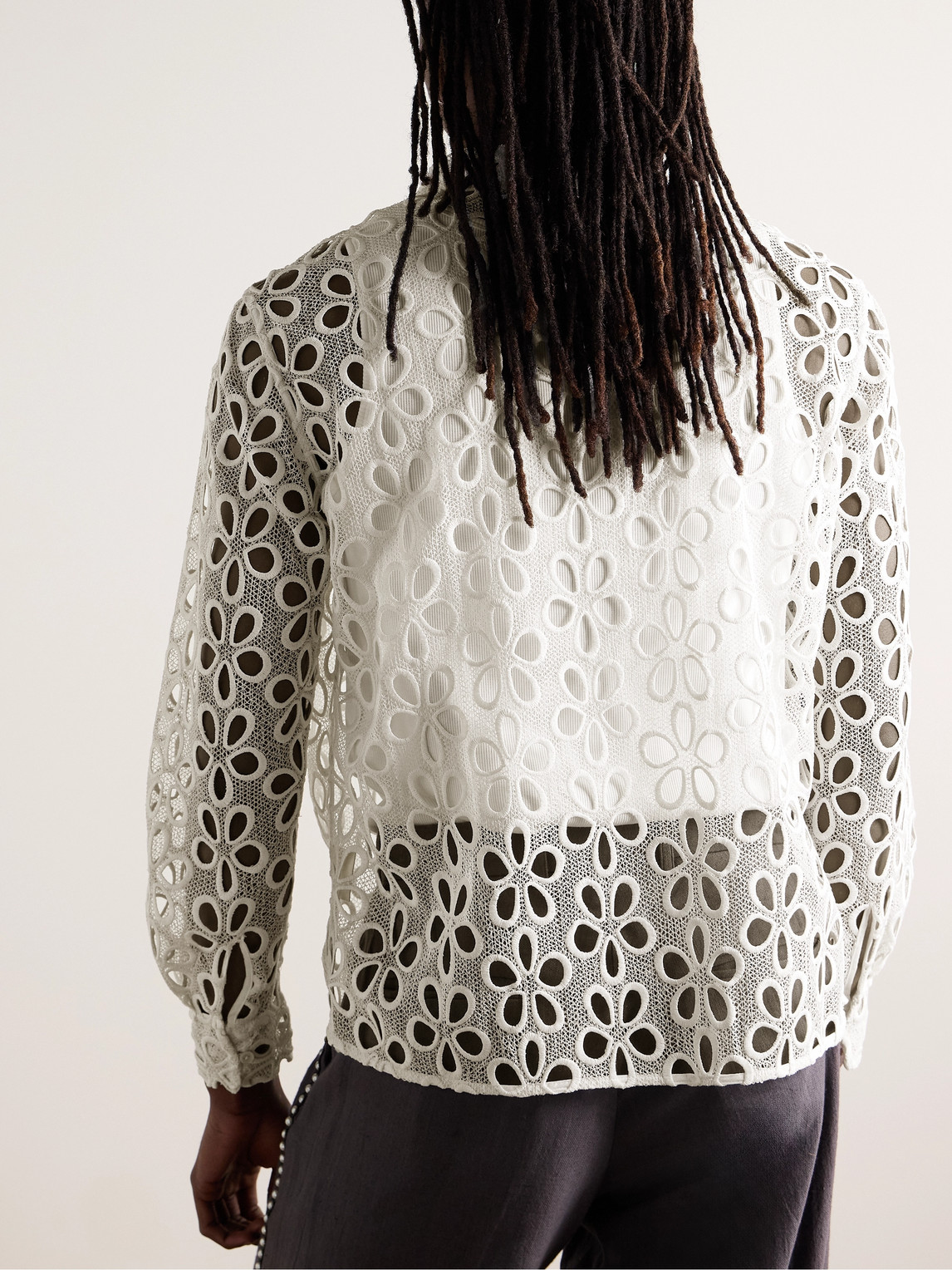  Bode - Primrose Broderie Anglaise Cotton-lace Shirt - Men - White - S 