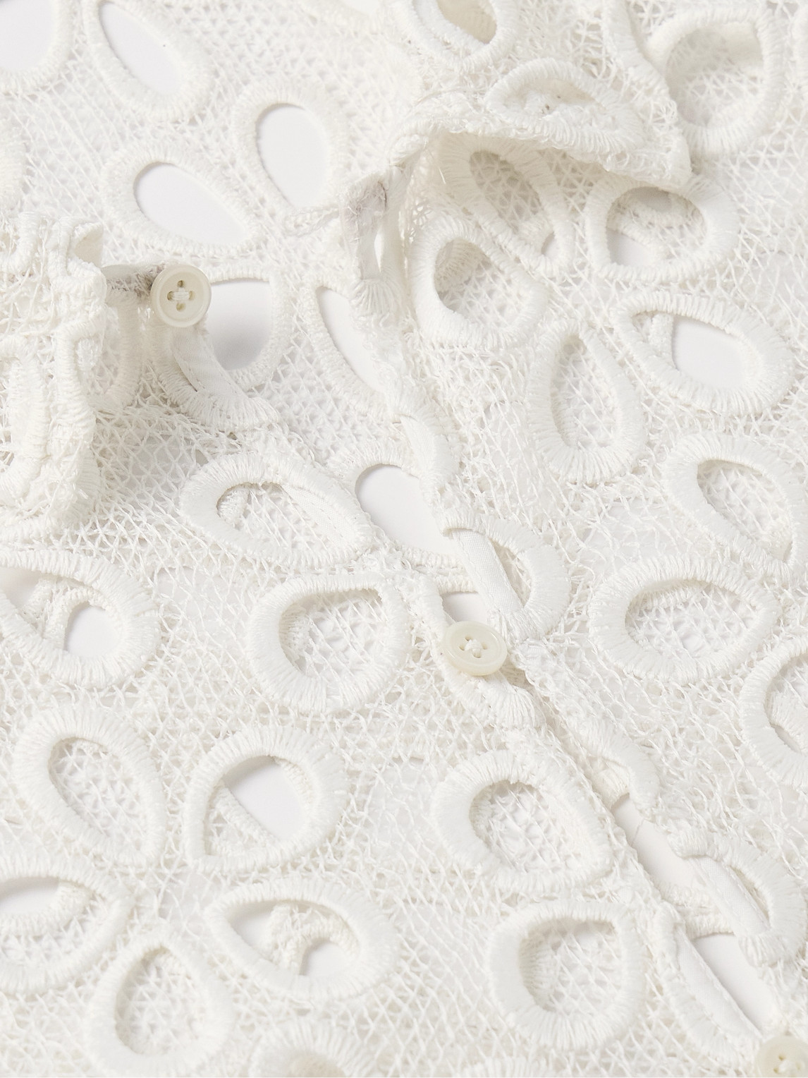  Bode - Primrose Broderie Anglaise Cotton-lace Shirt - Men - White - S 