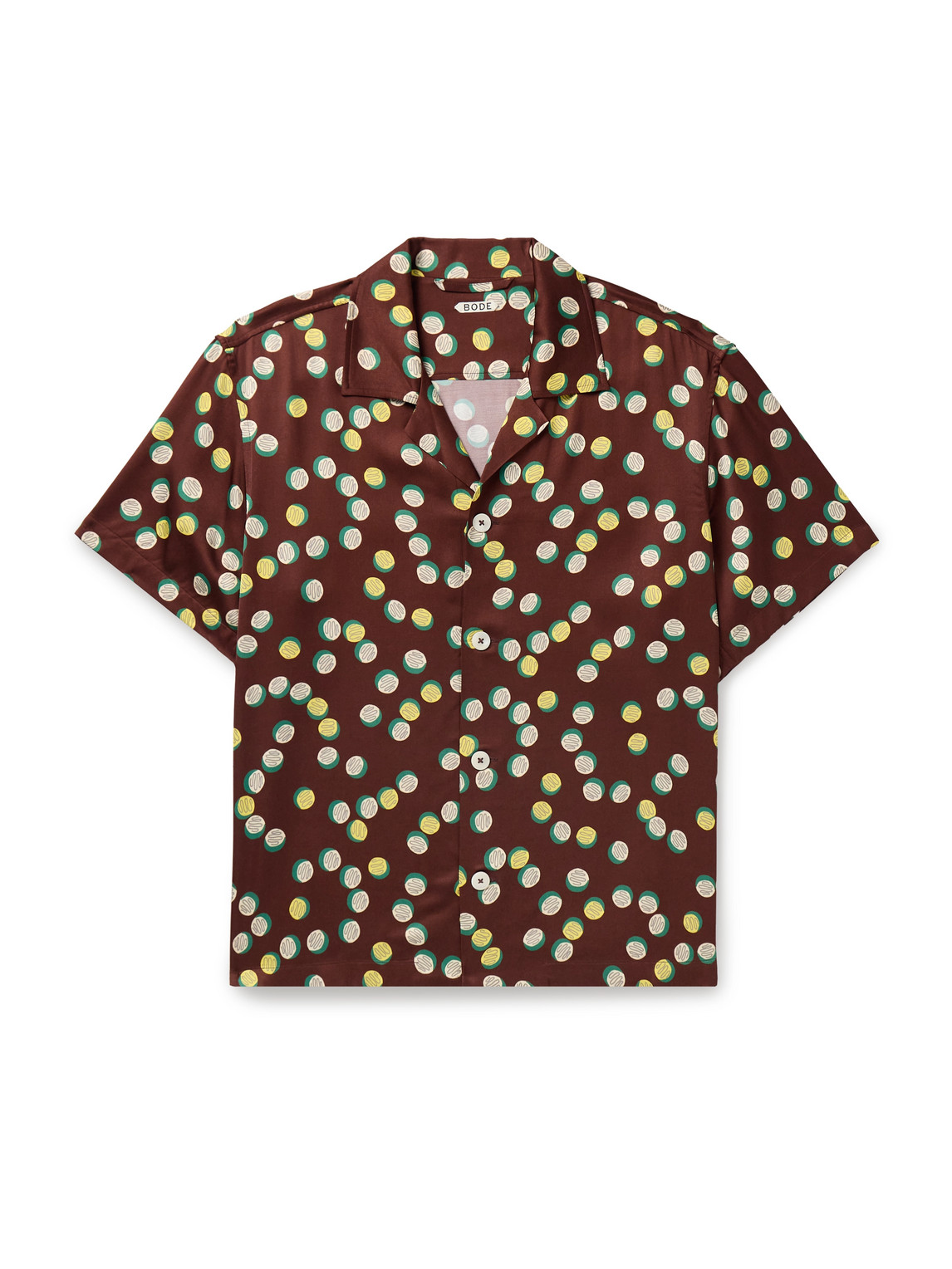 BODE Bubble Camp-Collar Printed Satin-Twill Shirt