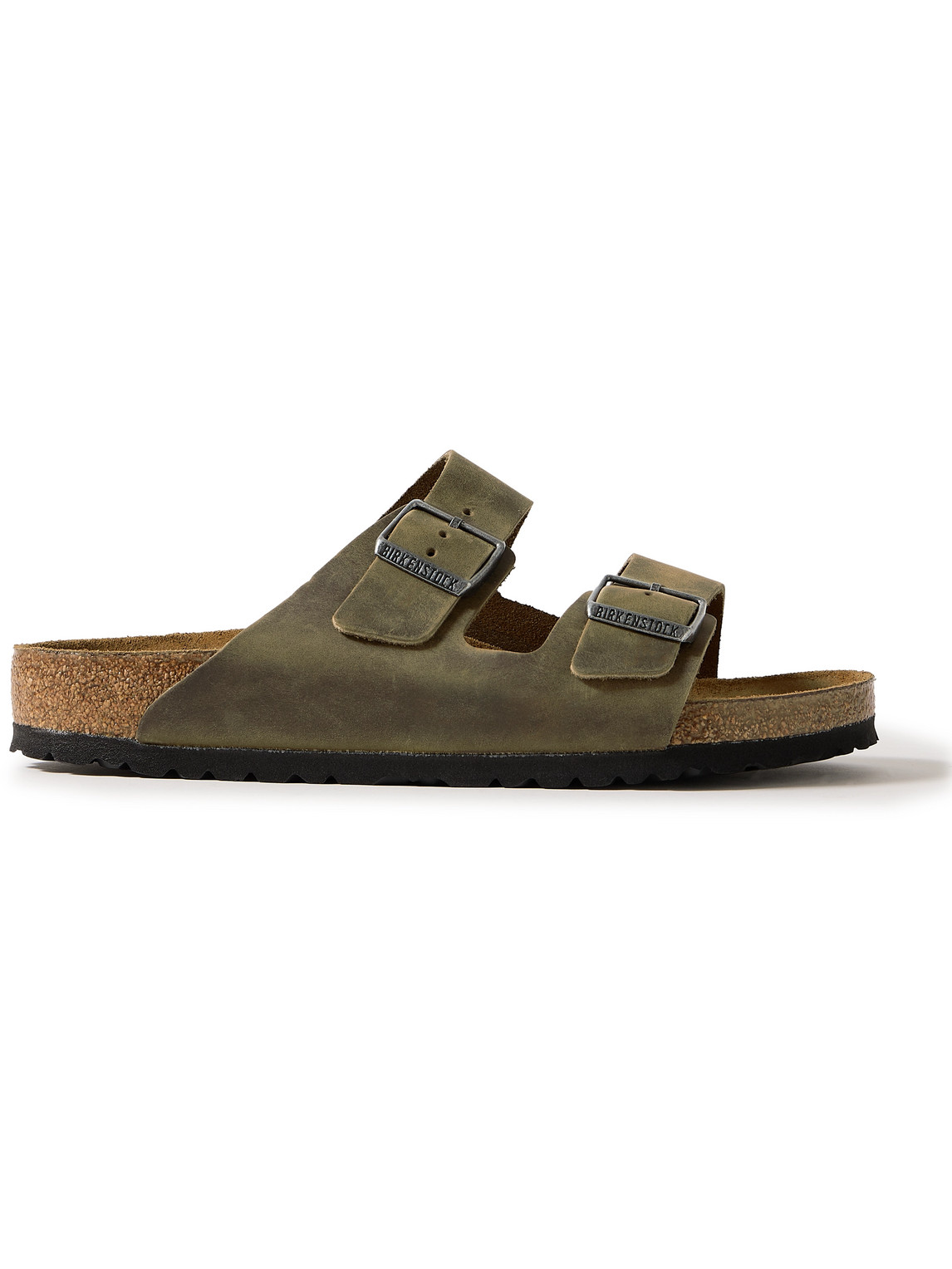Birkenstock Double Buckle Flat Sole Open Toe Slippers In Green