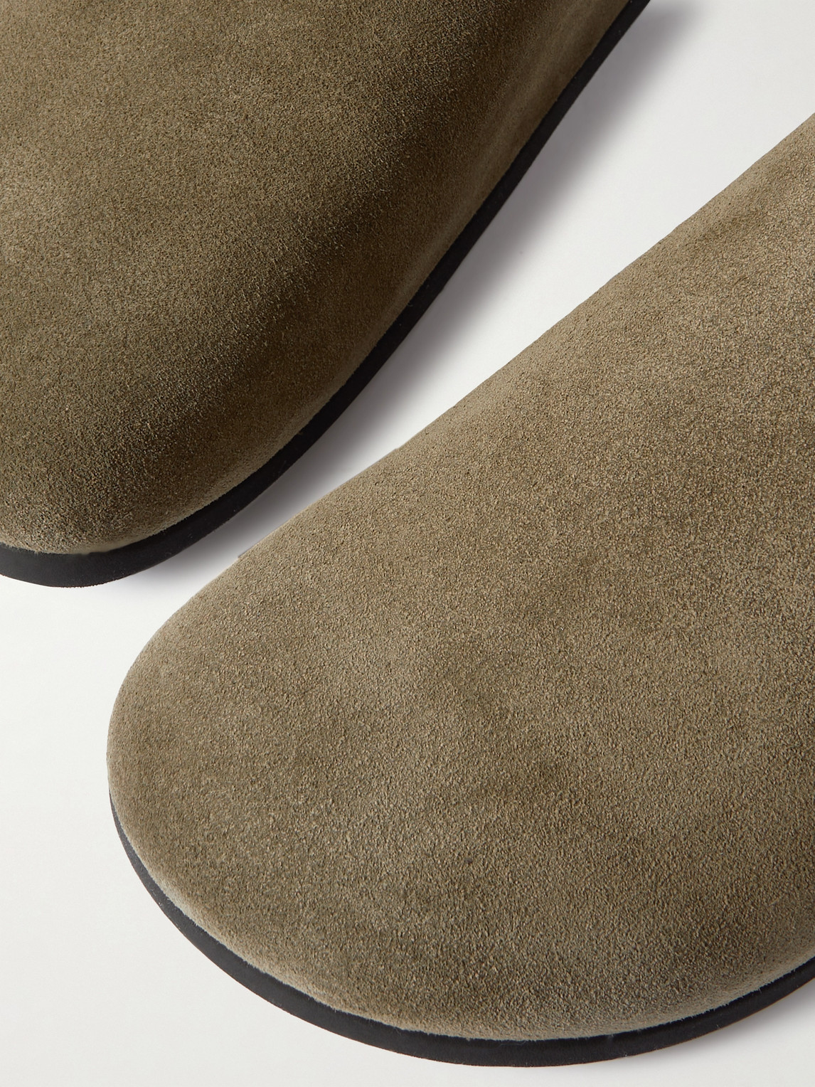 Shop Common Projects Logo-debossed Suede Clogs In Green