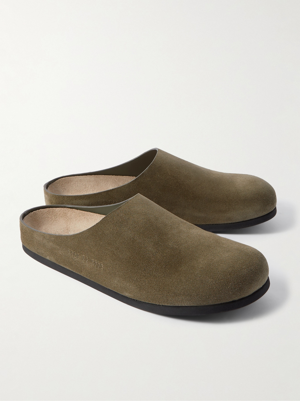 Shop Common Projects Logo-debossed Suede Clogs In Green