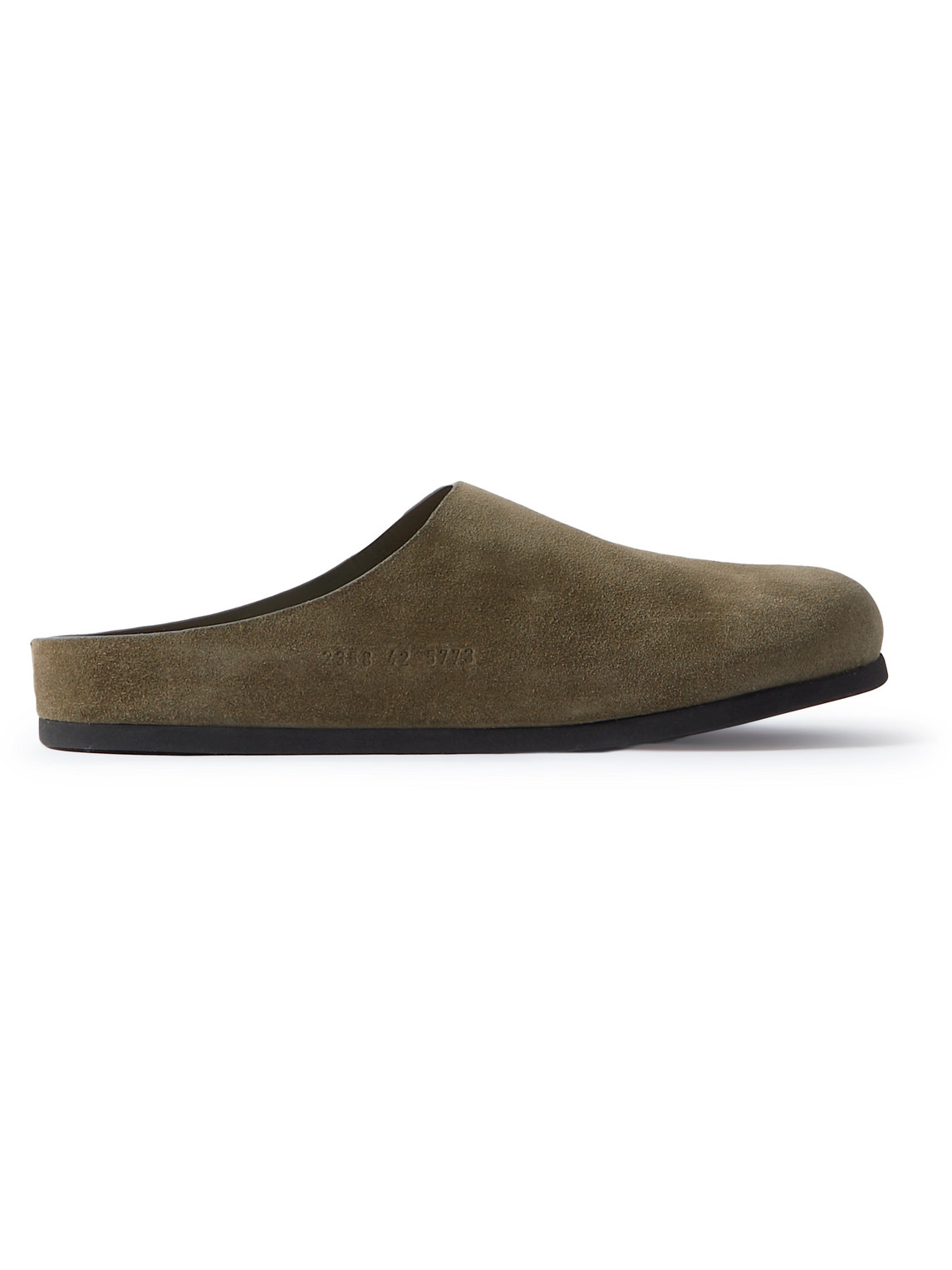 COMMON PROJECTS LOGO-DEBOSSED SUEDE CLOGS