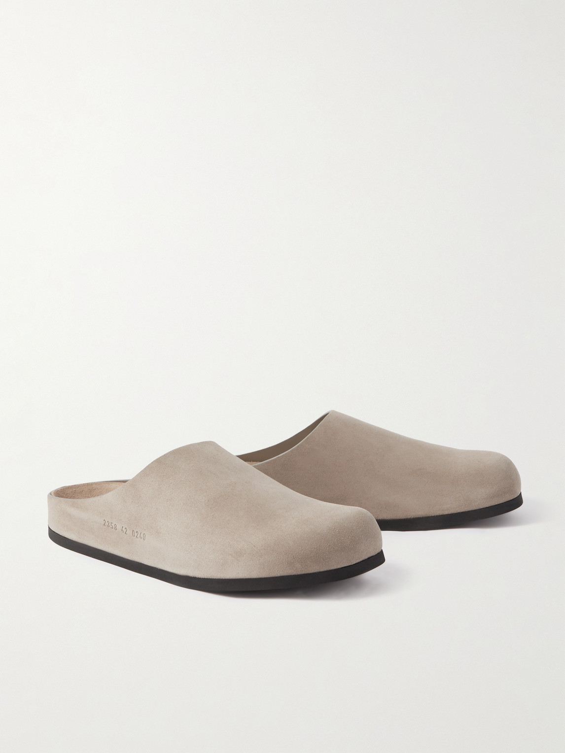 Shop Common Projects Logo-debossed Suede Clogs In Brown