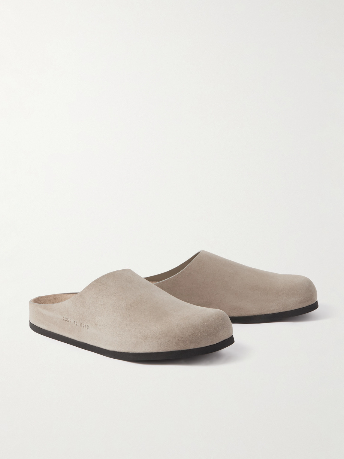COMMON PROJECTS LOGO-DEBOSSED SUEDE CLOGS