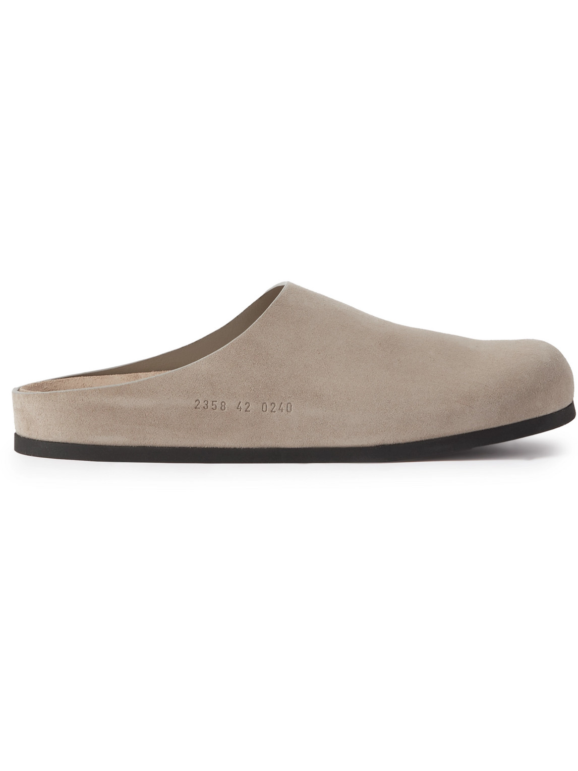 COMMON PROJECTS LOGO-DEBOSSED SUEDE CLOGS