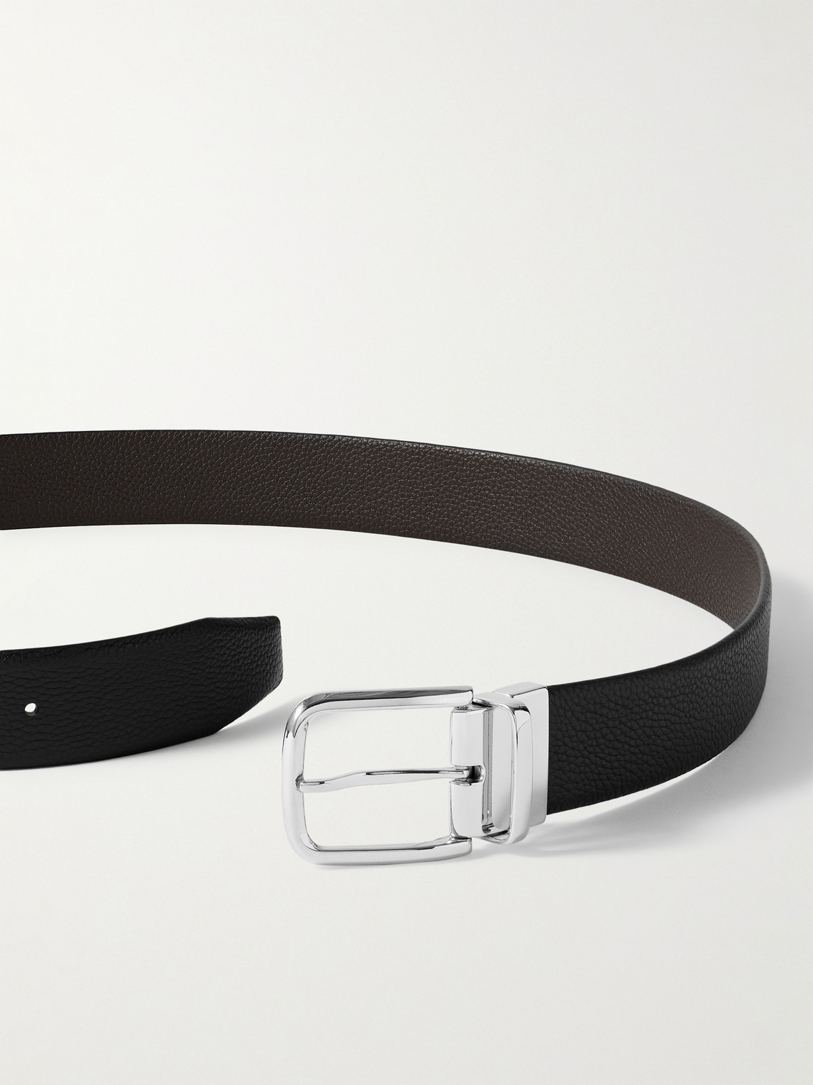 Shop Anderson's 3.5cm Reversible Full-grain Leather Belt In Black