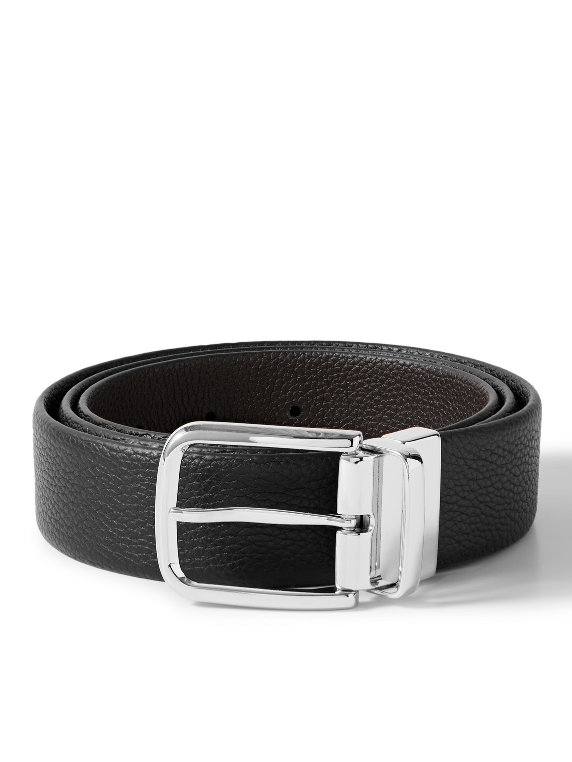 Anderson's 3.5cm Reversible Full-grain Leather Belt In Black