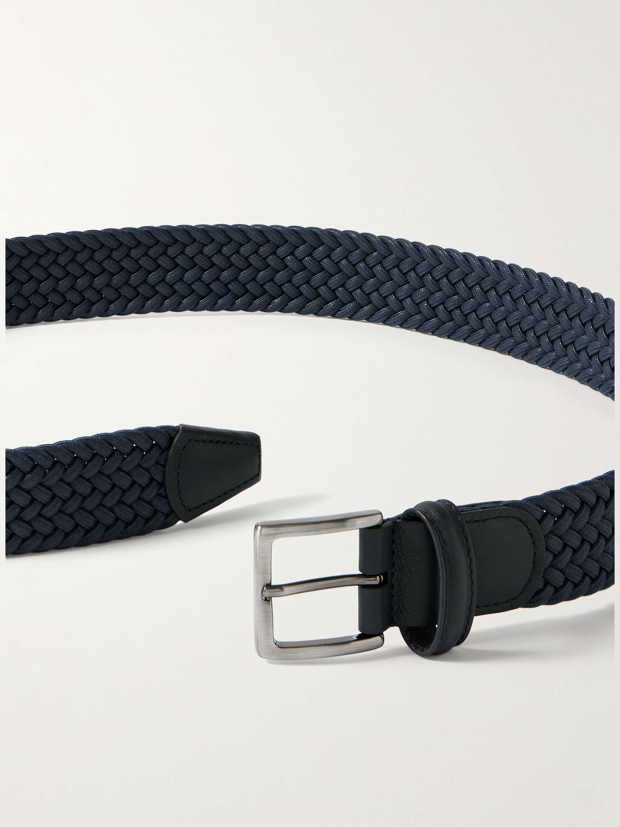 Navy Woven elasticated belt, Anderson's