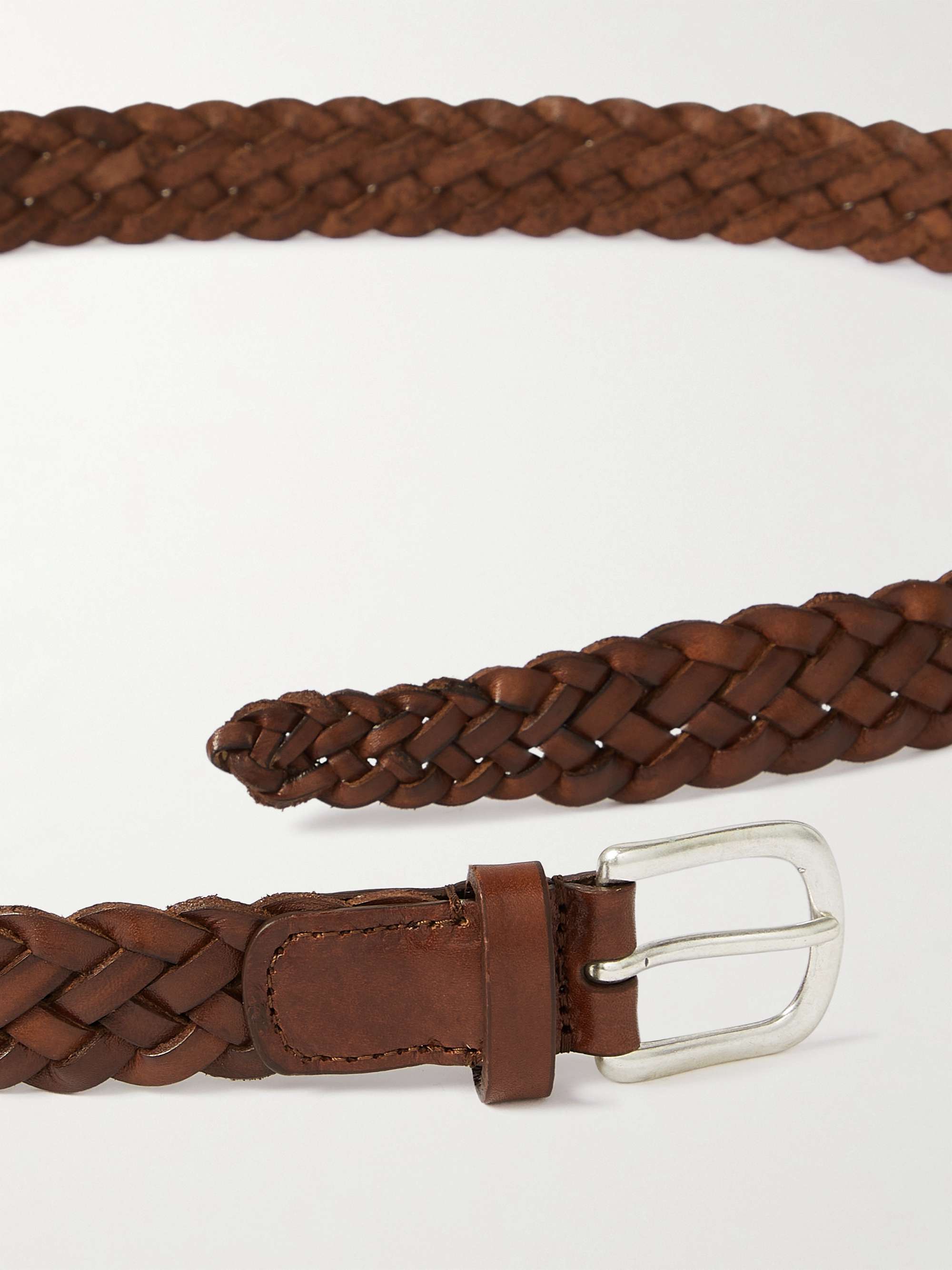 Mens brown discount plaited belt