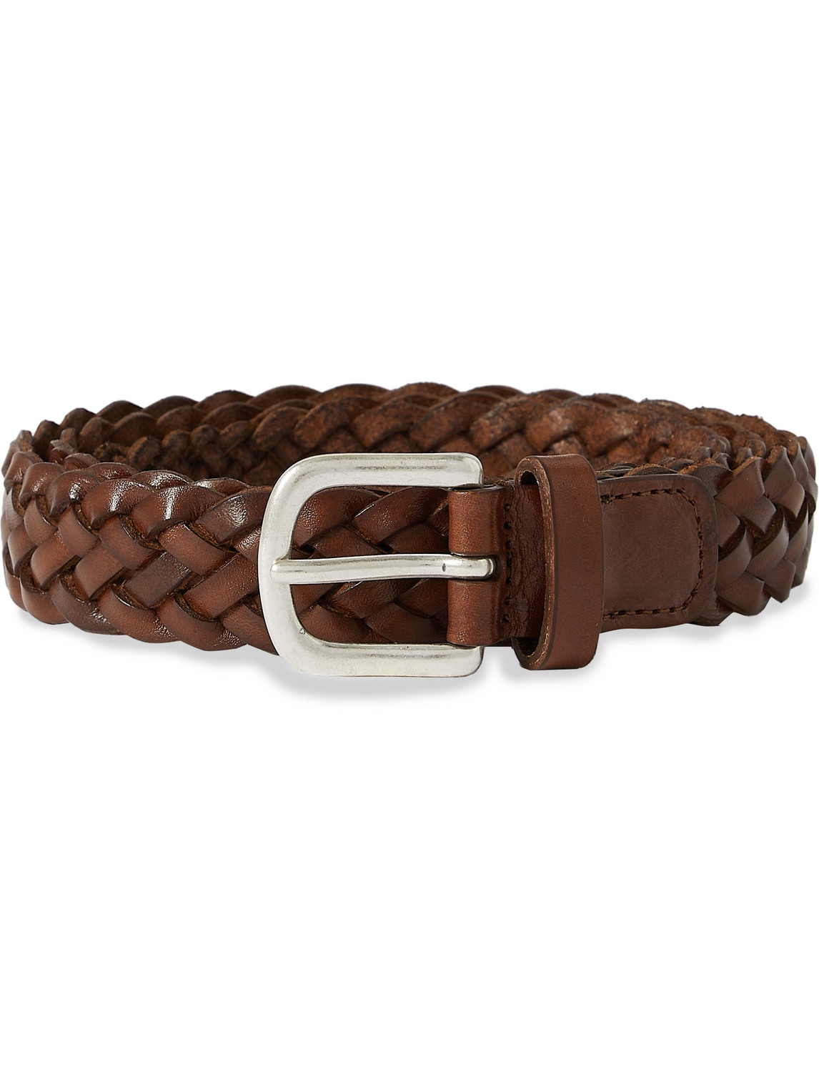 Anderson's 3cm Woven Leather Belt In Brown