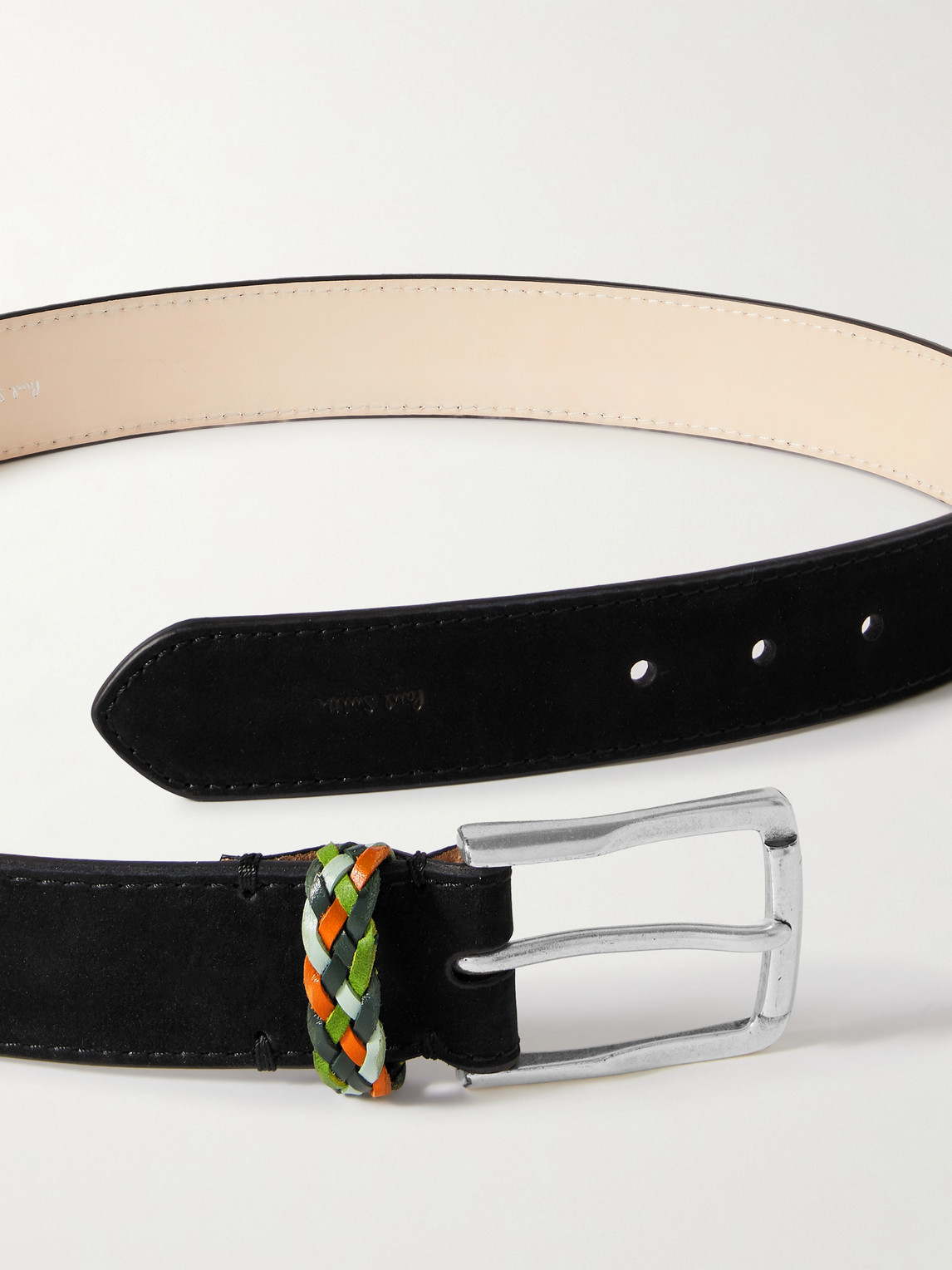 Shop Paul Smith Leather-trimmed Suede Belt In Black