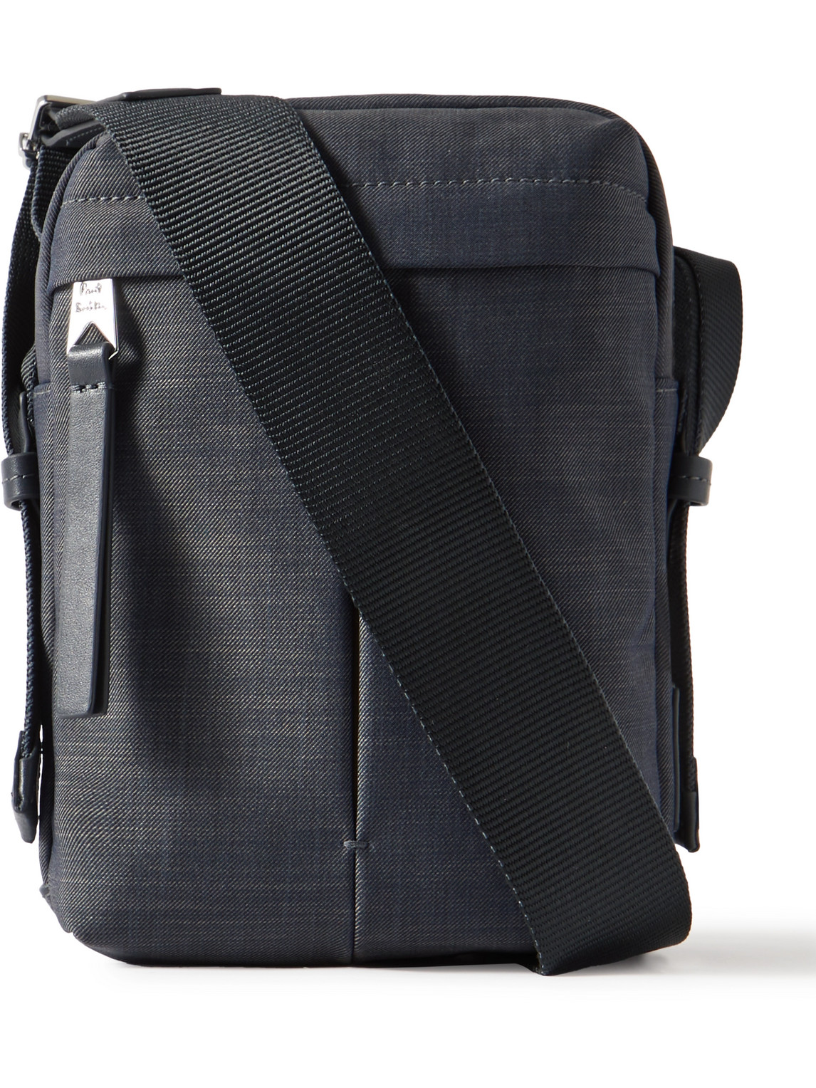 Leather-Trimmed Twill Messenger Bag