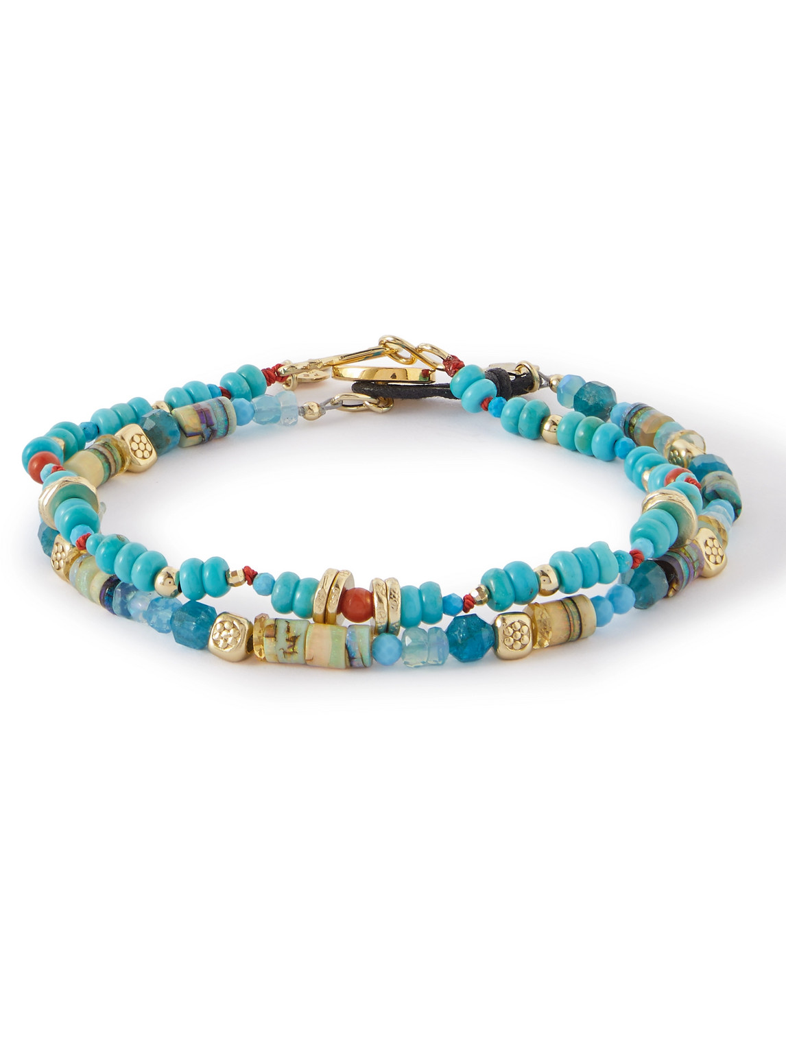 Del Mar Set of Two Gold-Plated Multi-Stone Beaded Bracelets