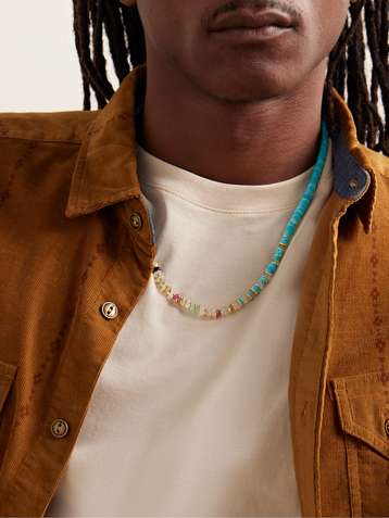 COAI-Mens-Synthetic-Turquoise-Stone-Heishi-Beaded-Necklace