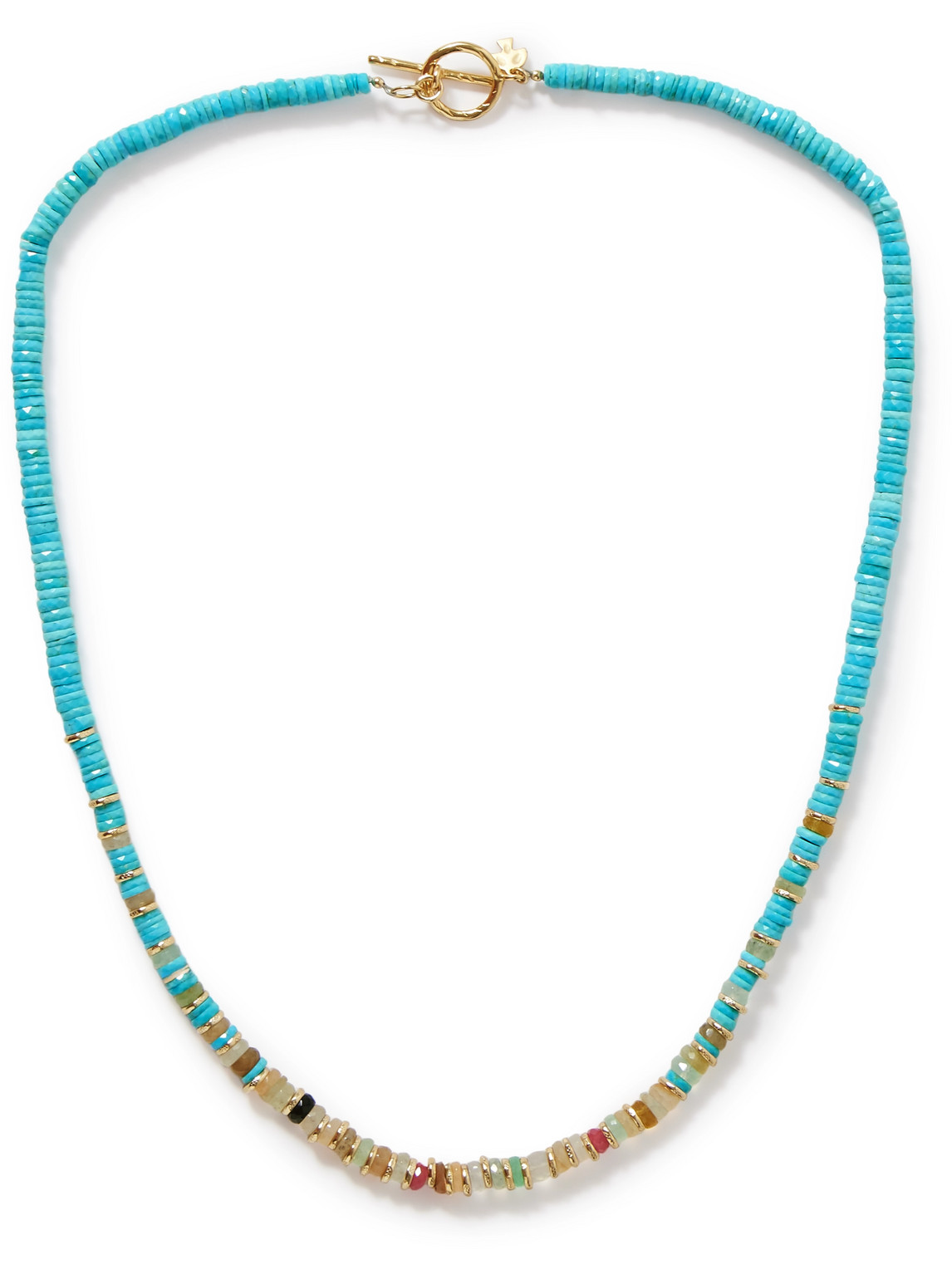 Peyote Bird Sotogrande Gold-plated, Turquoise And Chalcedony Necklace In Blue