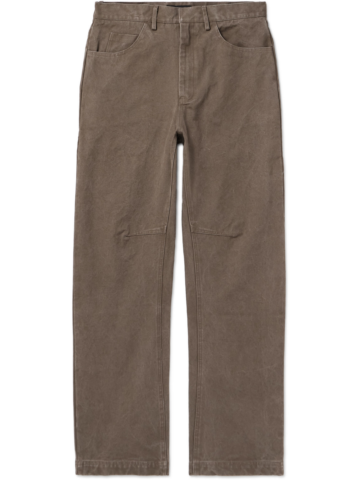 Entire Studios Task Straight-leg Stone-washed Cotton-canvas Trousers In Brown