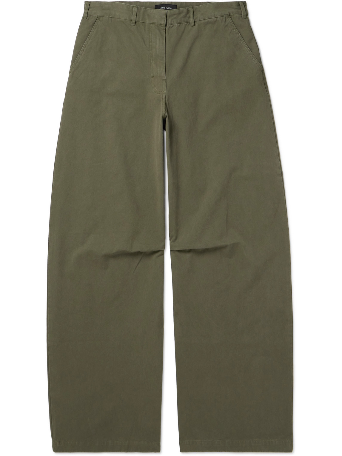 Entire Studios High-rise Pm Wide-leg Cotton-twill Trousers In Green