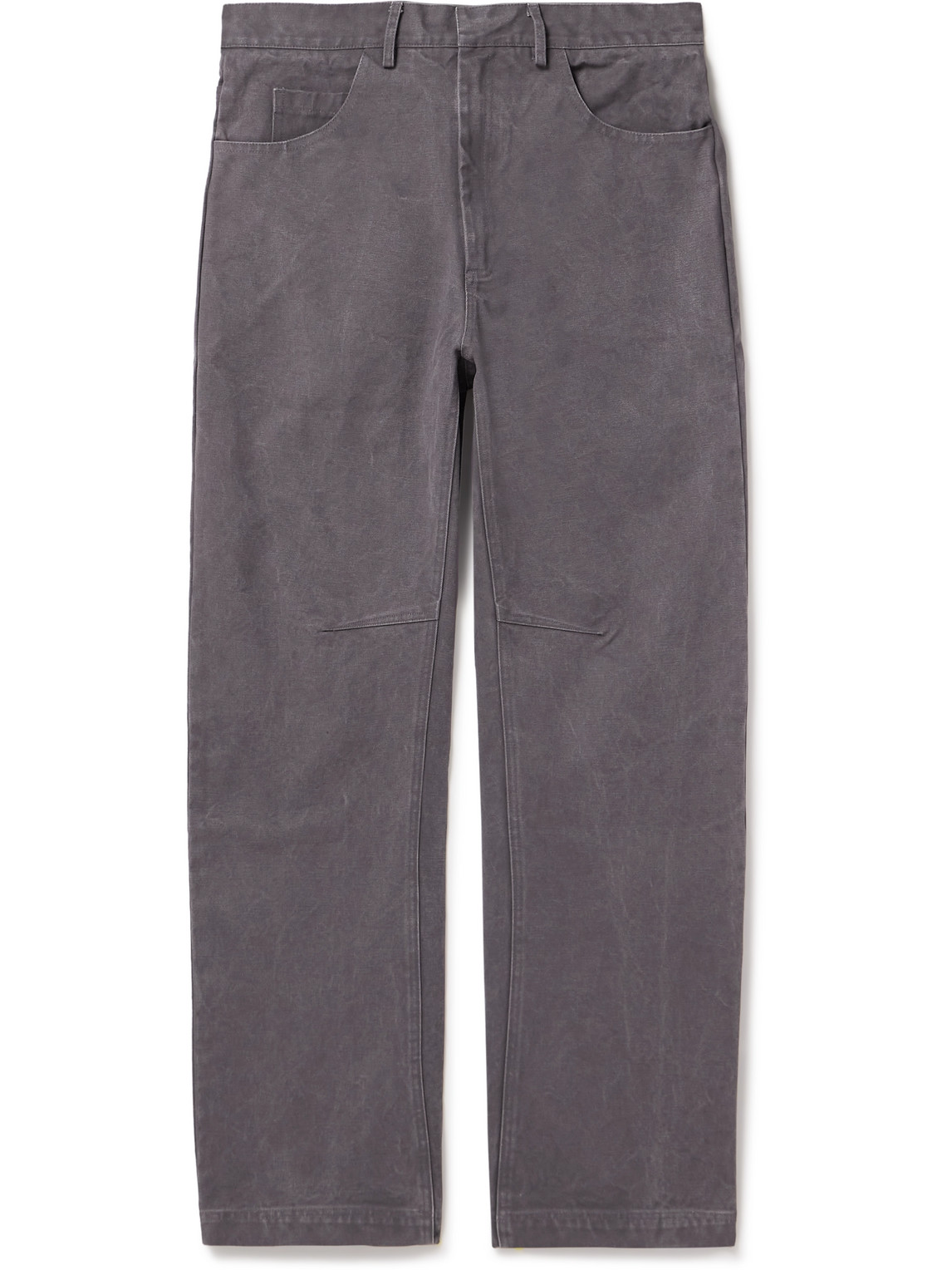 Entire Studios Task Straight-leg Stone-washed Cotton-canvas Trousers In Gray