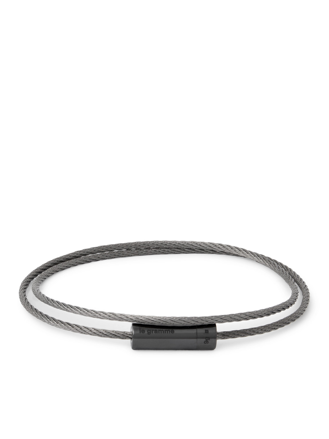 Le Gramme 9g Double Cable Silver Recycled-ceramic Bracelet In Black