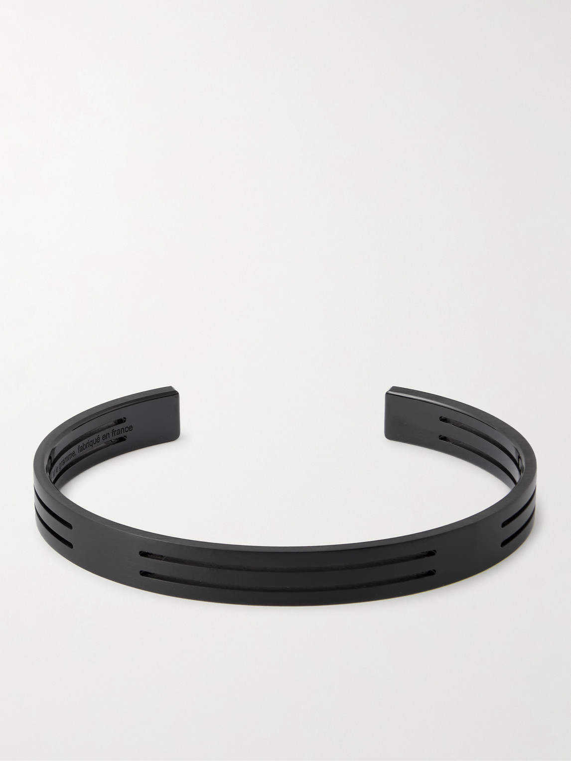 Le Gramme 8g Punched Ribbon Recycled-titanium Cuff In Black