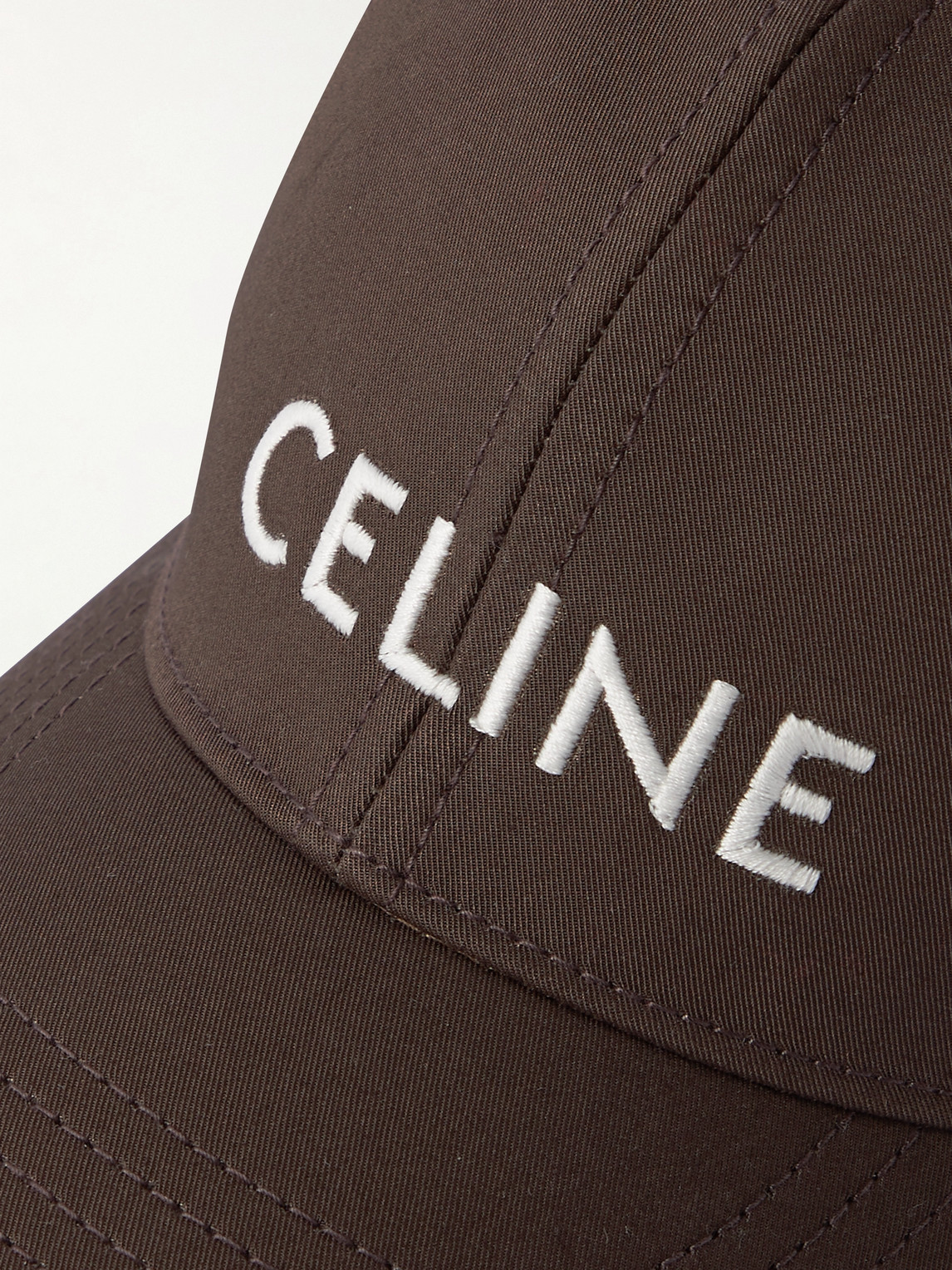 Celine Logo-embroidered Cotton-gabardine Baseball Cap In Brown