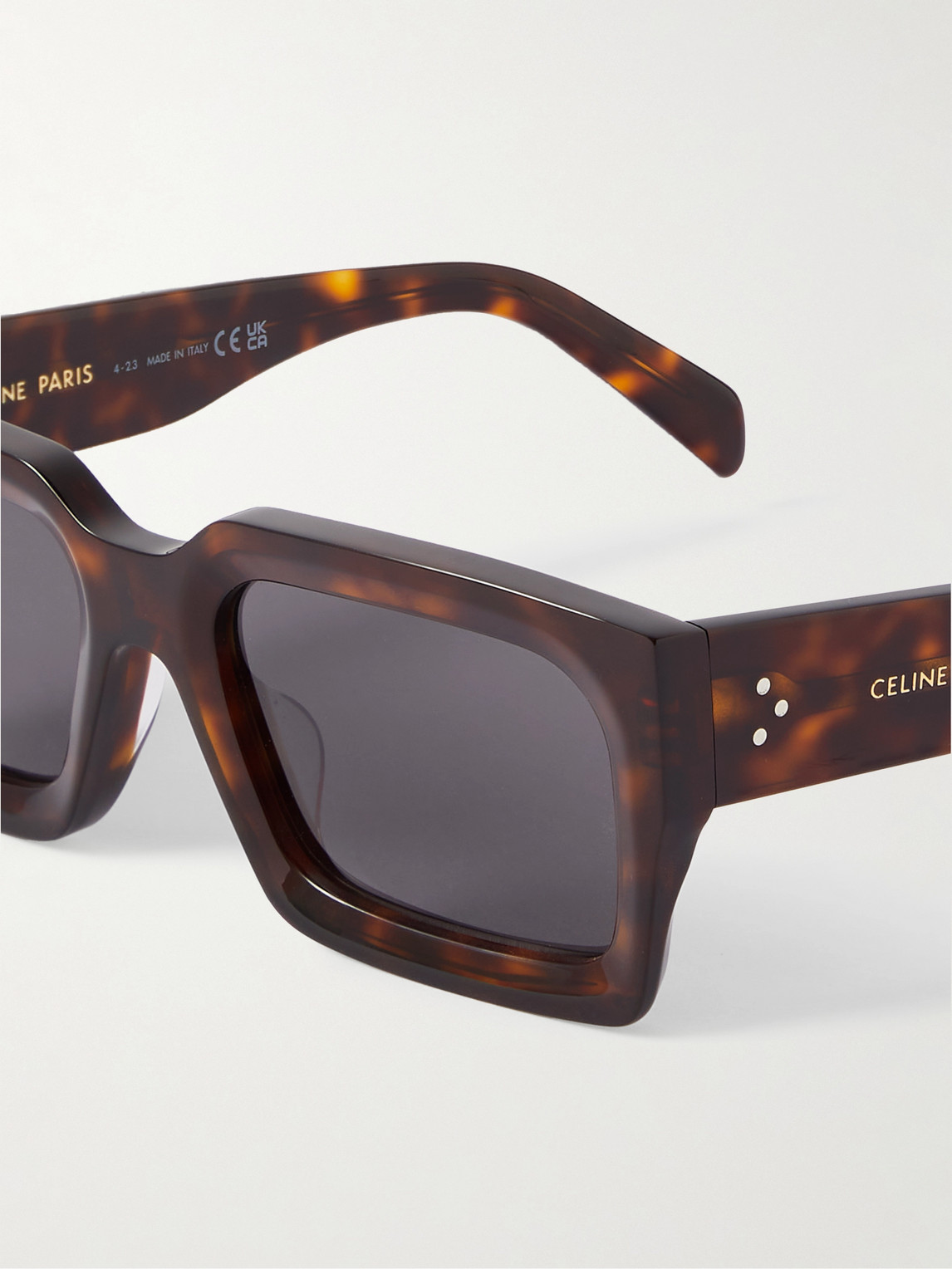 Celine Black Frame 53 Rectangular-frame Tortoiseshell Acetate Sunglasses In Brown
