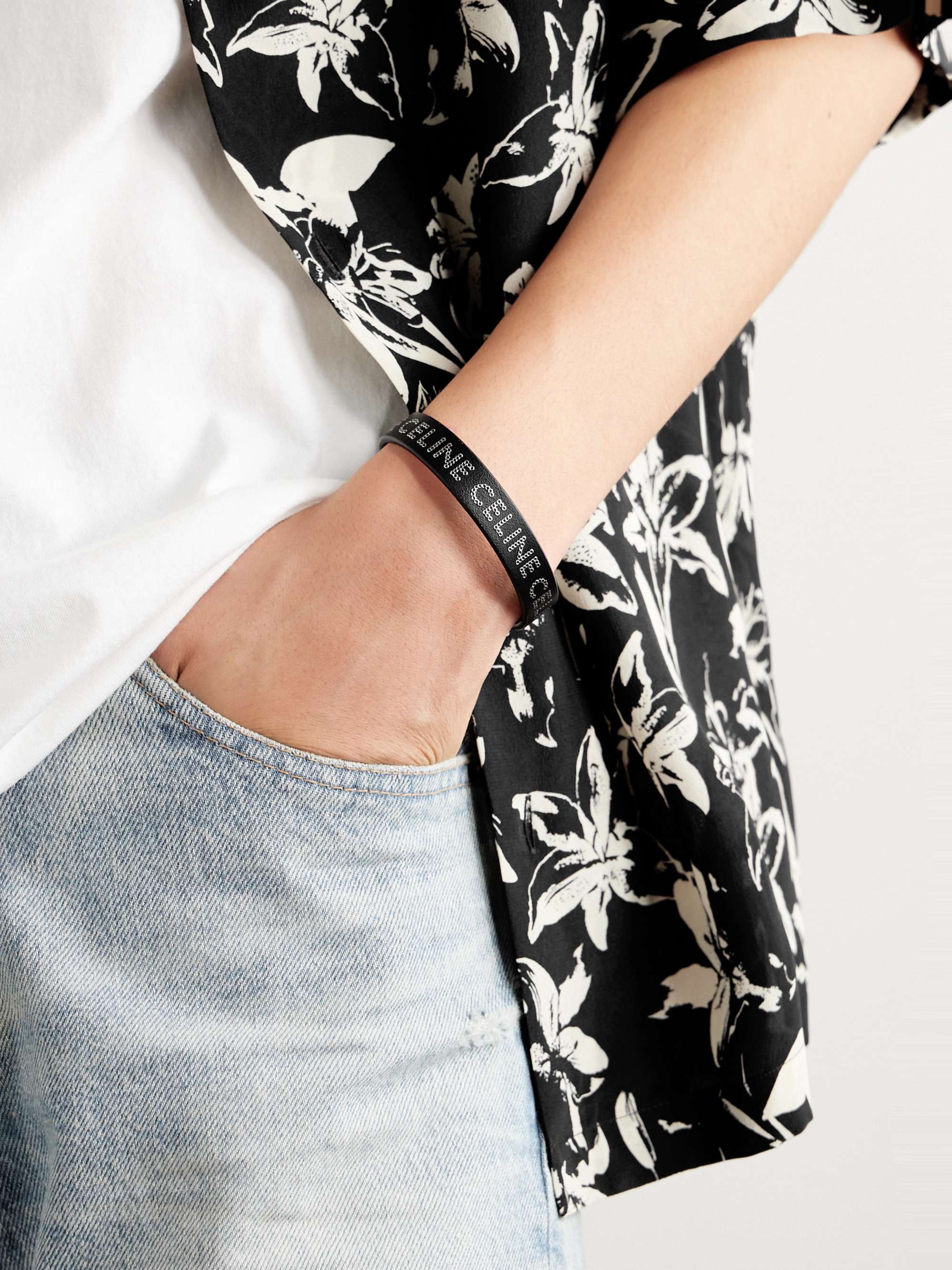 Studded leather bracelet on sale