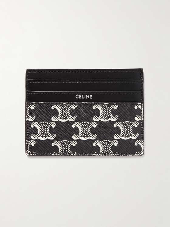 CELINE Triomphe Logo-Print Leather and Coated-Canvas Cardholder