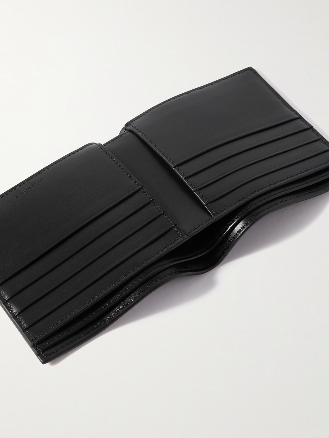Celine Triomphe Logo-debossed Polished-leather Billfold Wallet In Black