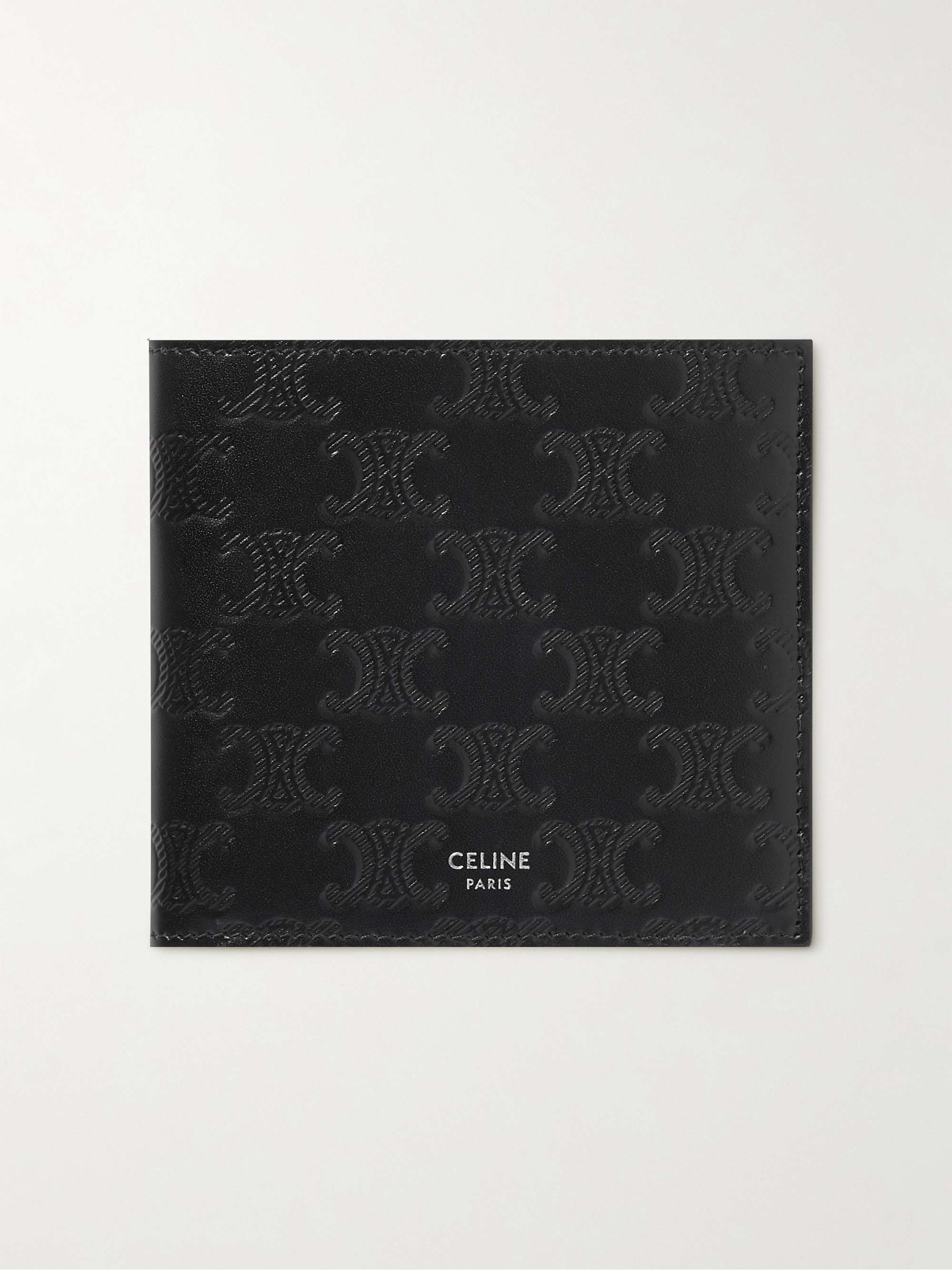 CELINE HOMME Triomphe Logo-Debossed Polished-Leather Billfold Wallet ...