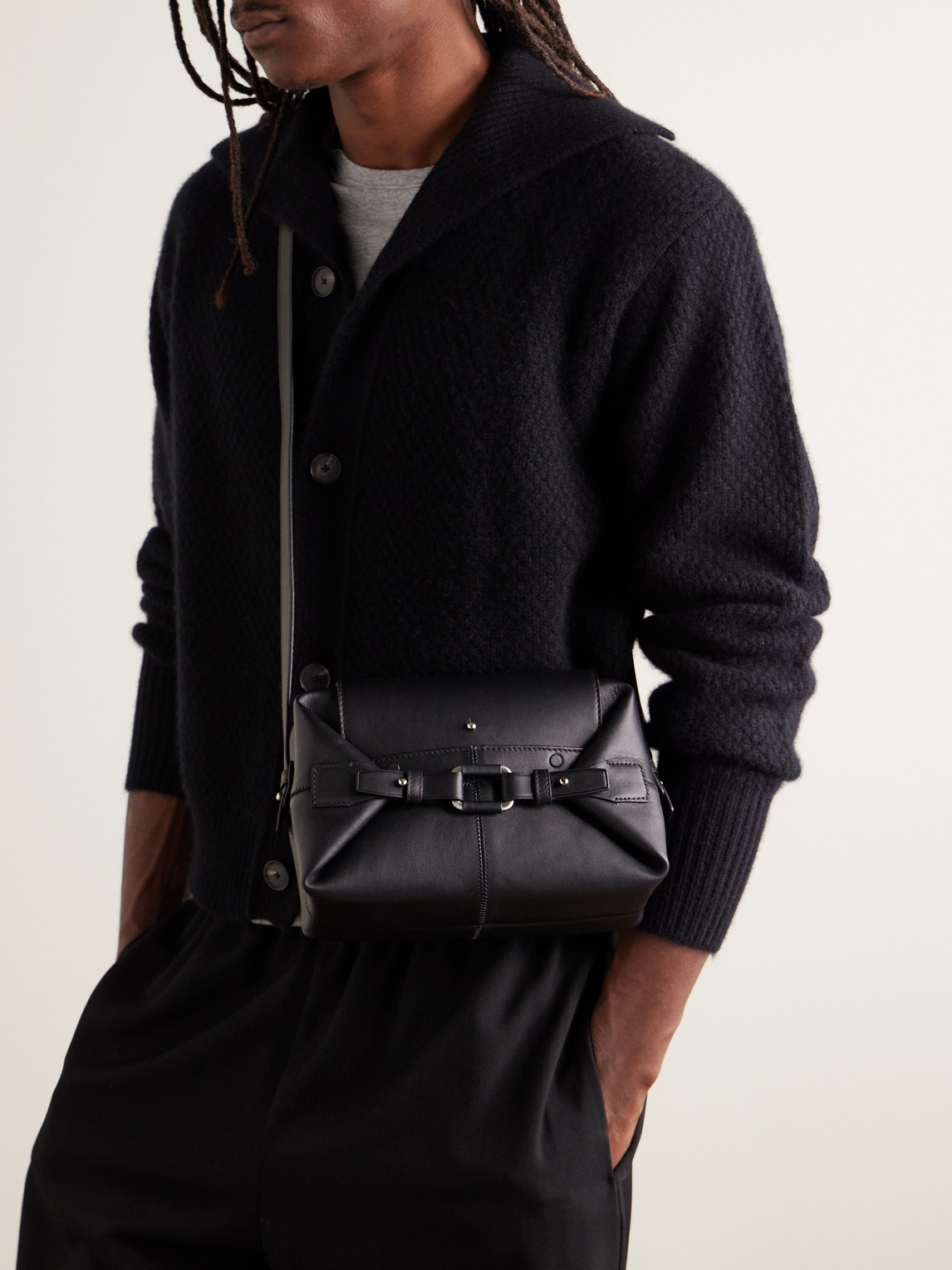 Shop Bonastre Airbag Medium Leather Messenger Bag In Black