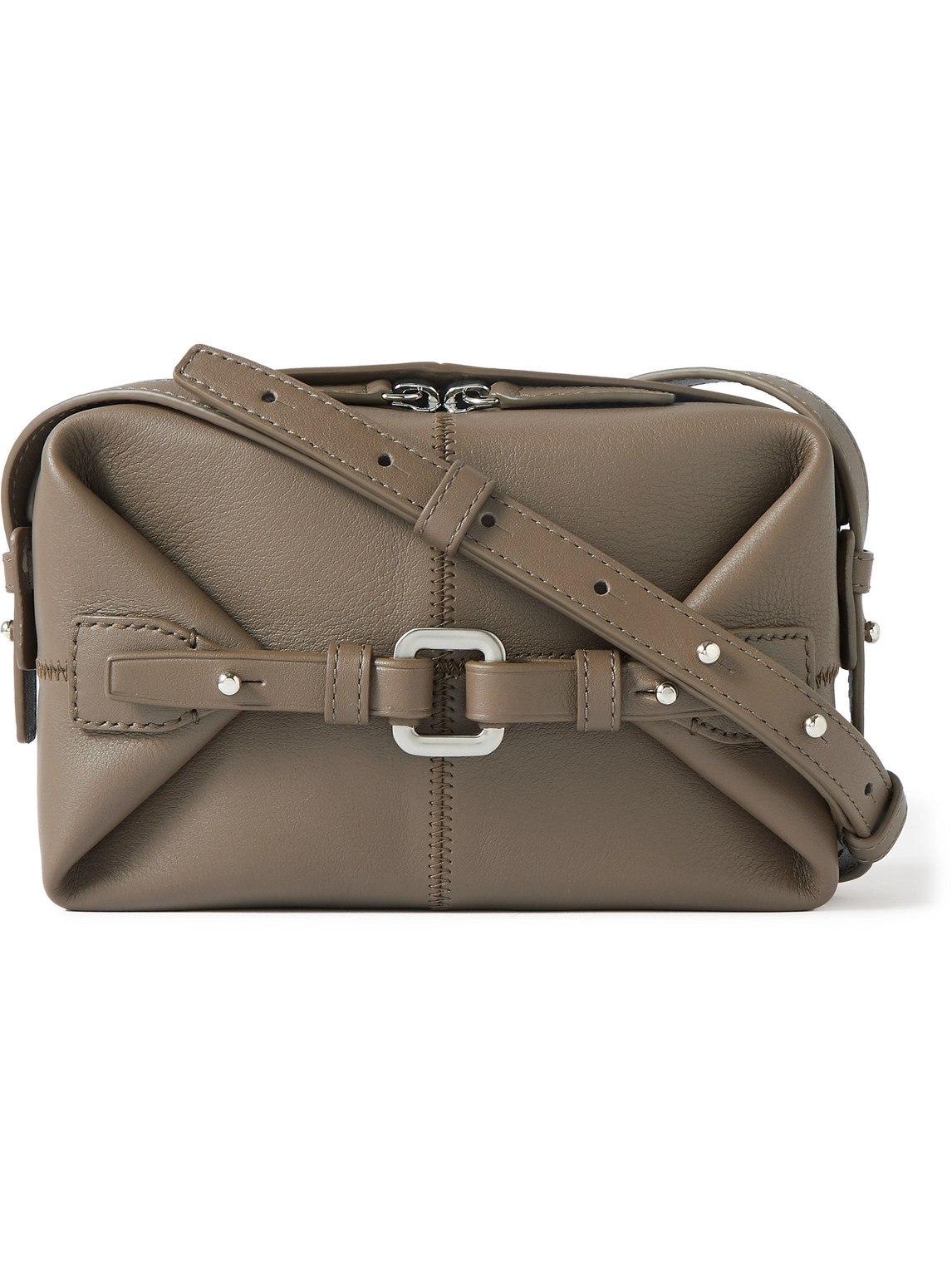 Bonastre Air Embellished Panelled Leather Messenger Bag In Neutral