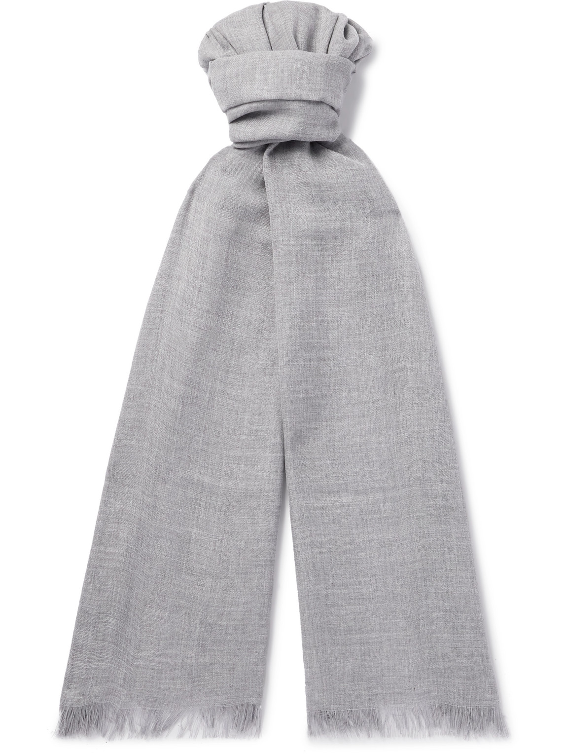Johnstons Of Elgin Fringed Wool Scarf In Gray