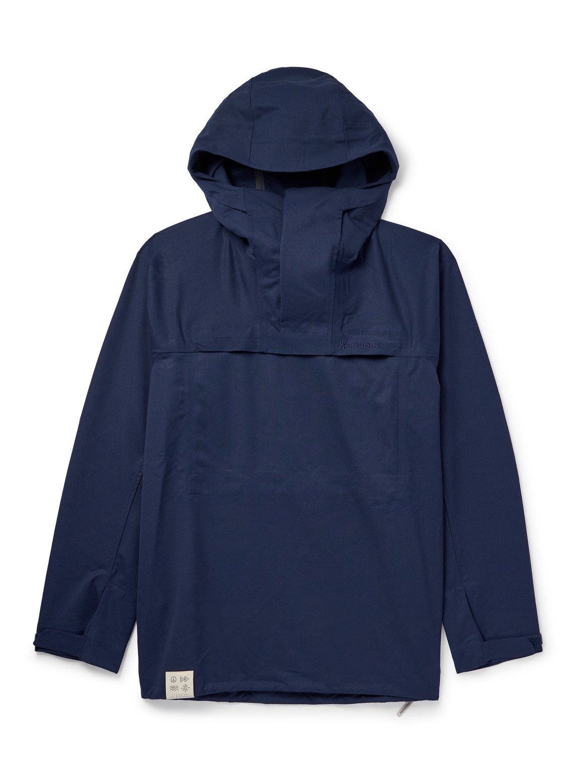 Mr P Houdini Logo-embroidered Wool-shell Hooded Jacket In Blue