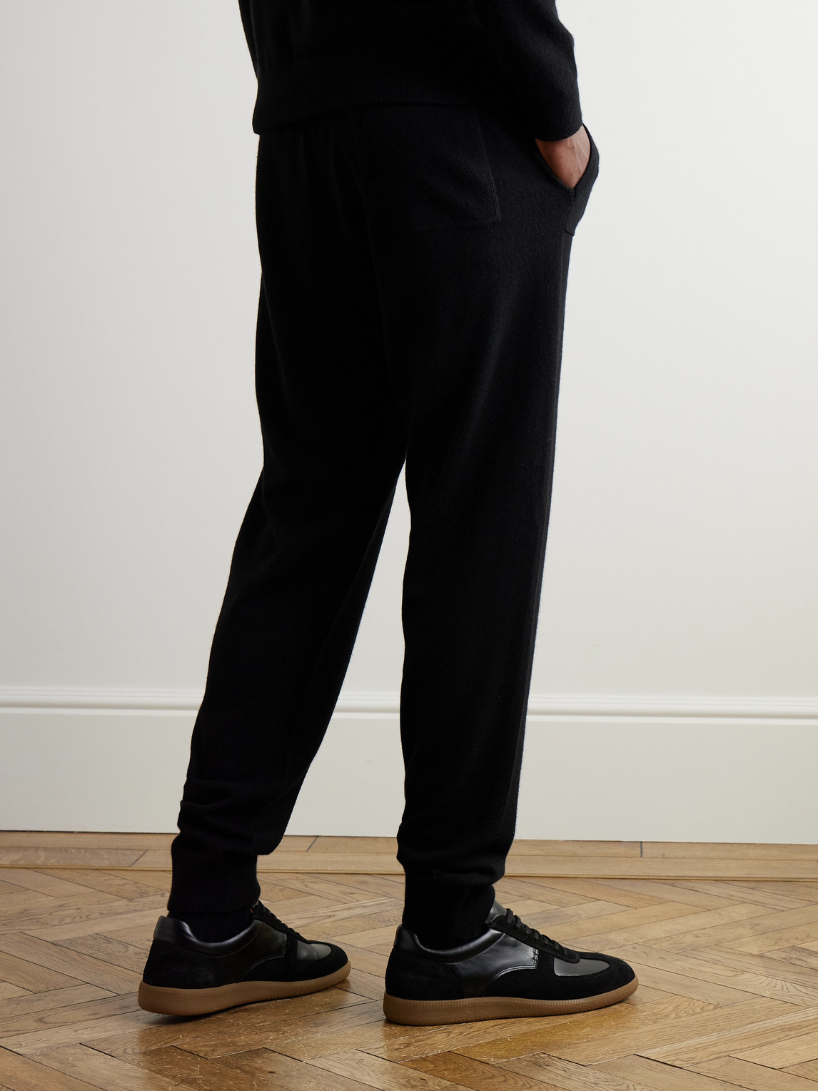 Shop Mr P Tapered Wool And Cashmere-blend Sweatpants In Black