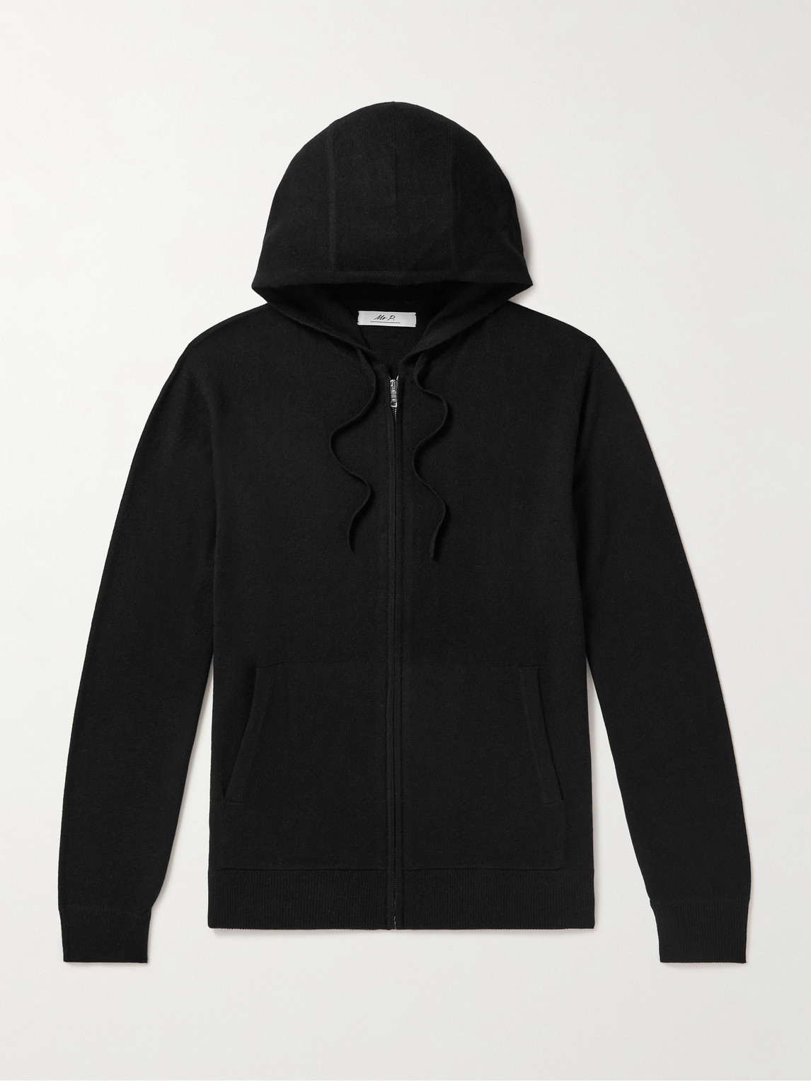 Mr P Wool And Cashmere-blend Zip-up Hoodie In Black