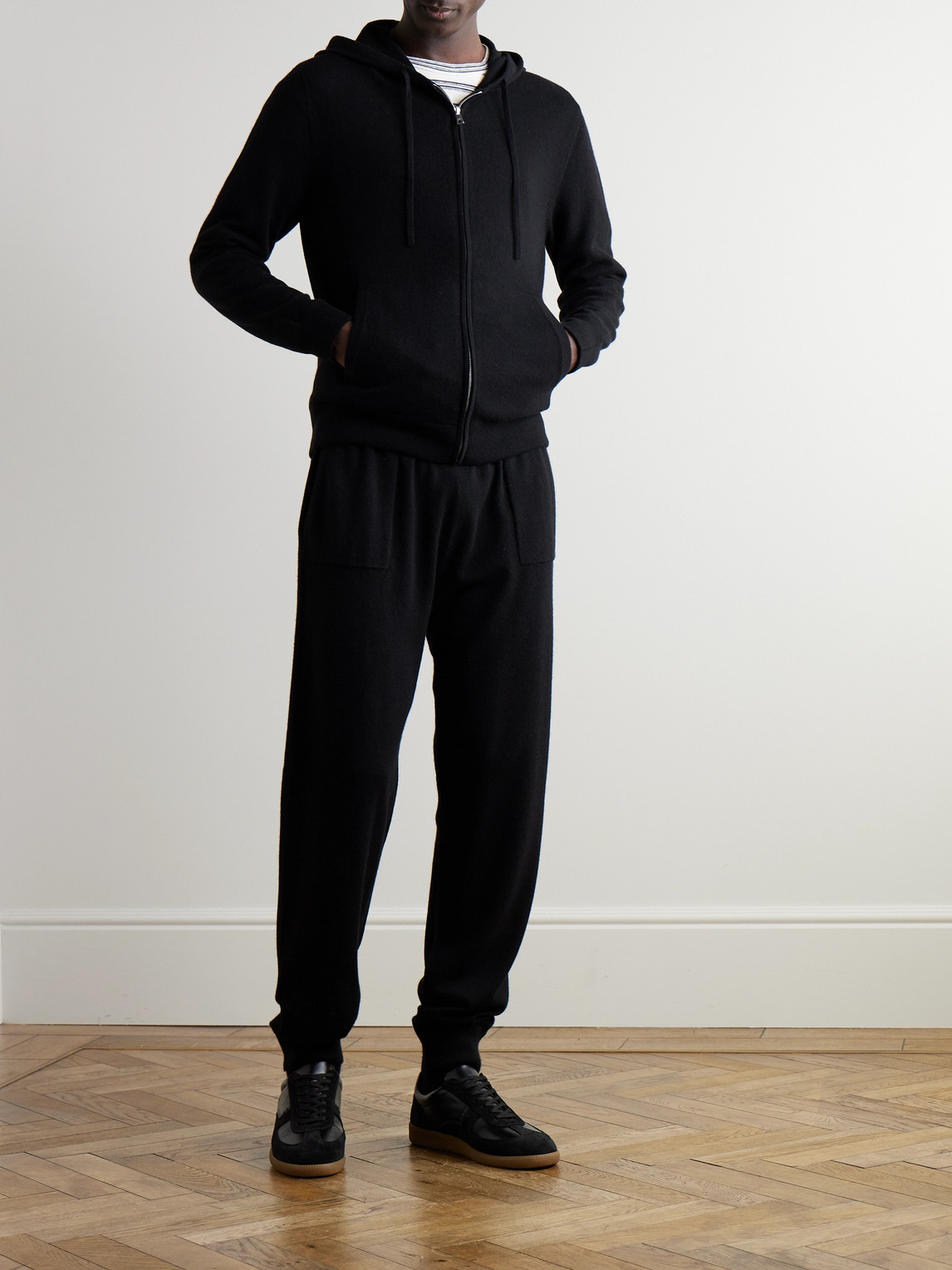 Shop Mr P Wool And Cashmere-blend Zip-up Hoodie In Black