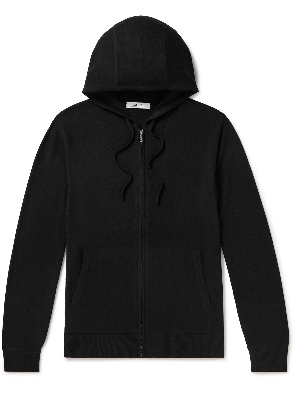 Mr P Wool And Cashmere-blend Zip-up Hoodie In Black