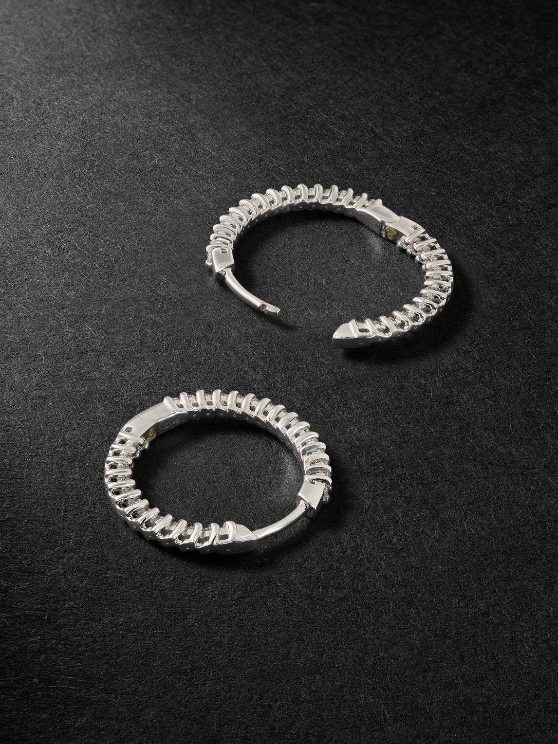 Shop Yvonne Léon White Gold Diamond Hoop Earrings In Silver