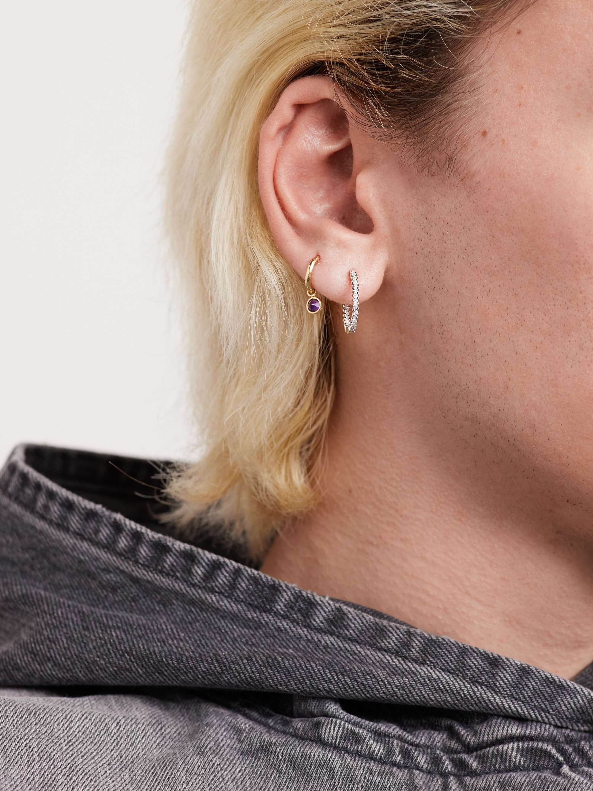 YVONNE L ON White Gold Diamond Hoop Earrings For Men MR PORTER