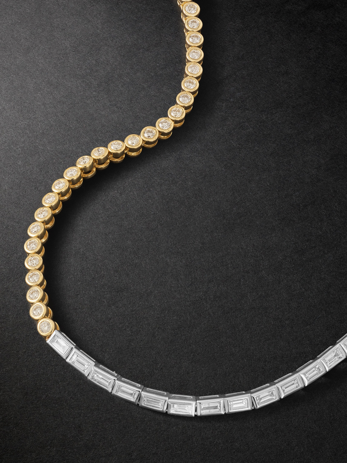 Shop Yvonne Léon White And Yellow Gold Diamond Necklace